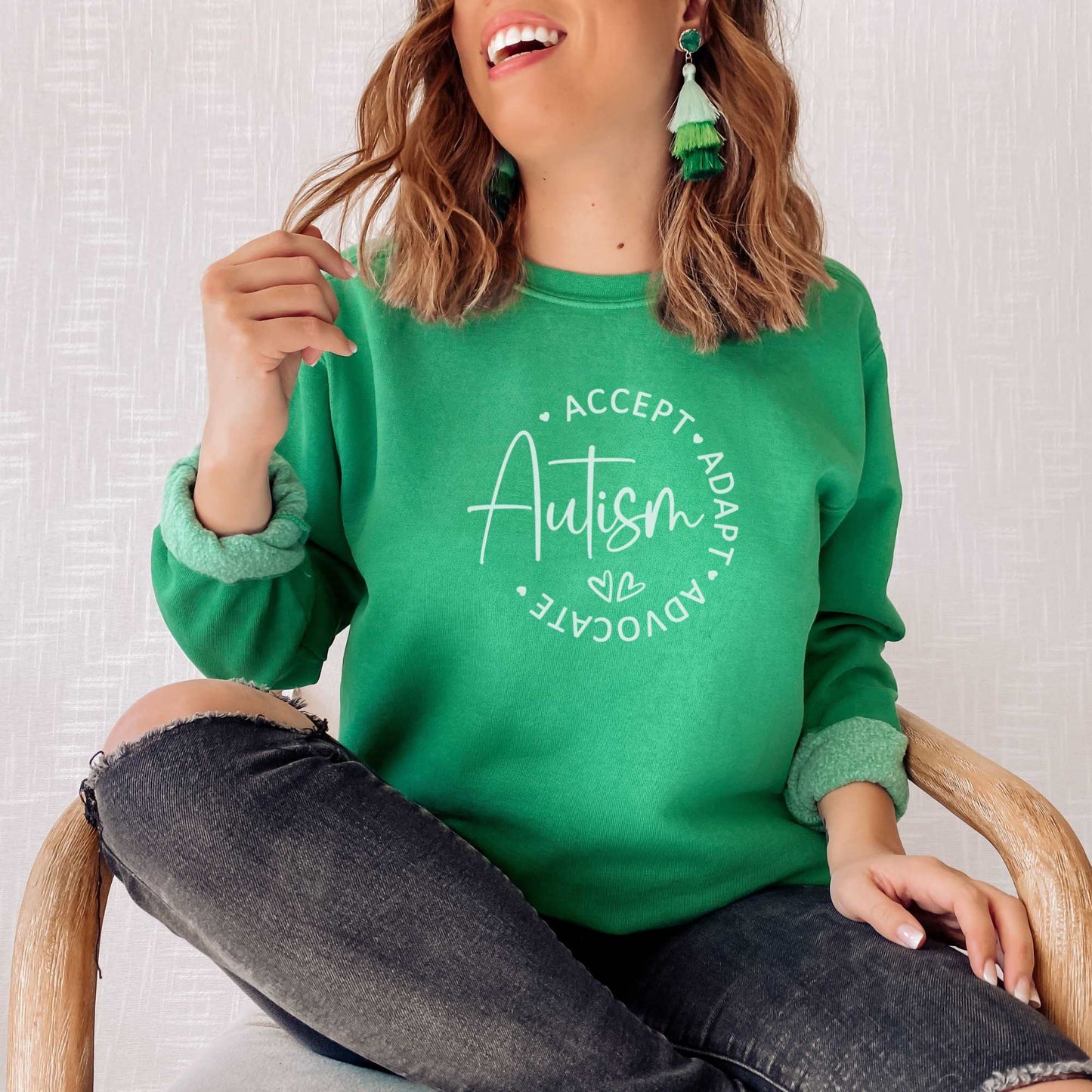 Accept. Adapt. Advocate. Autism Sweatshirt Sweatshirts Clover S 