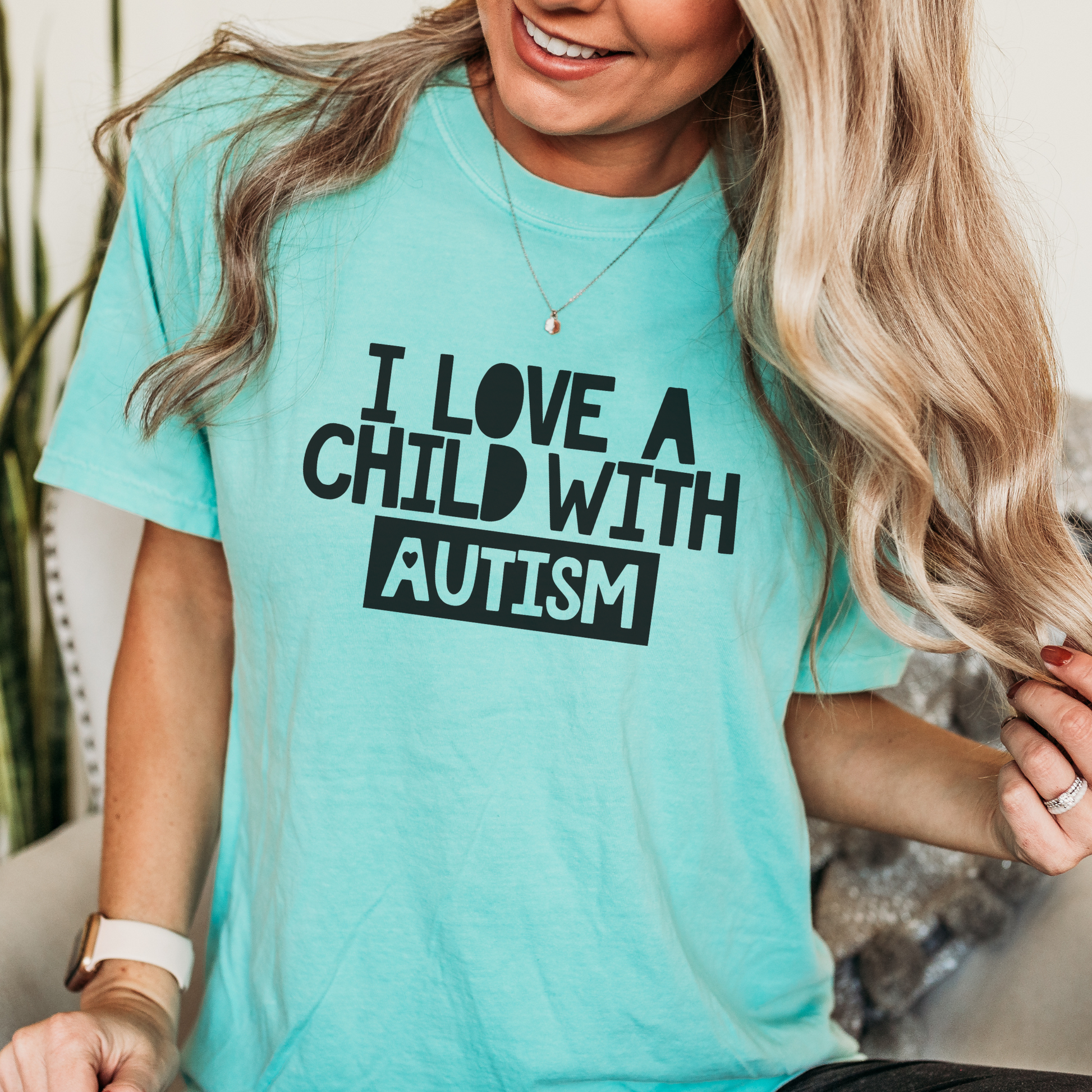 I Love a Child with Autism Tee T-Shirt Chalky Mint S 