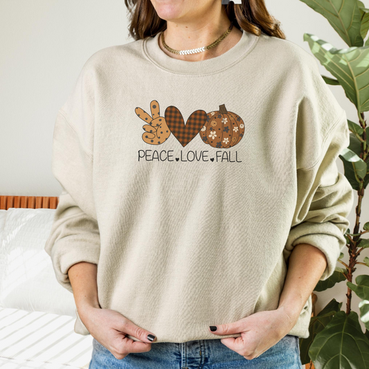 Peace, Love, Fall Sweatshirt Sweatshirt S Sand 