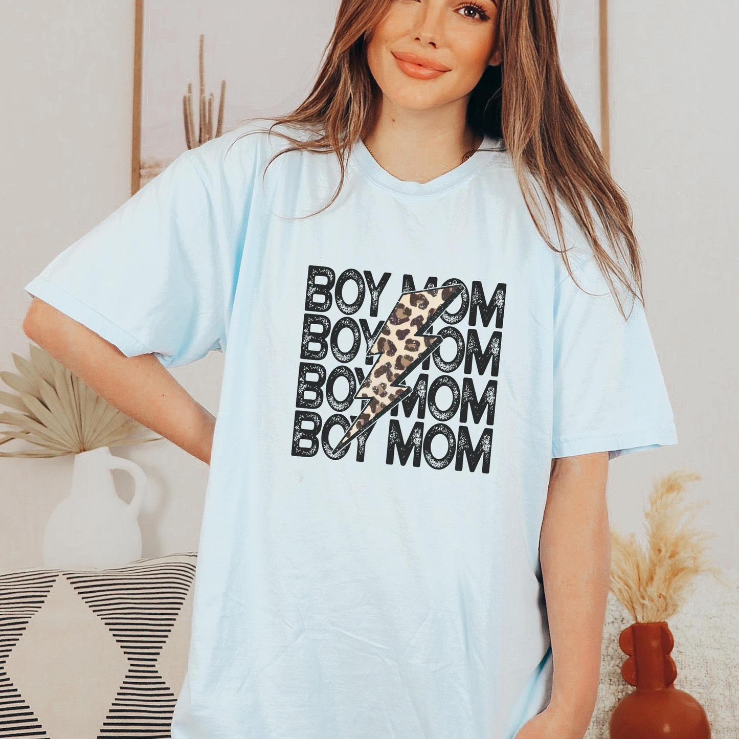 Boy Mom Tee T-Shirt Chambray S 