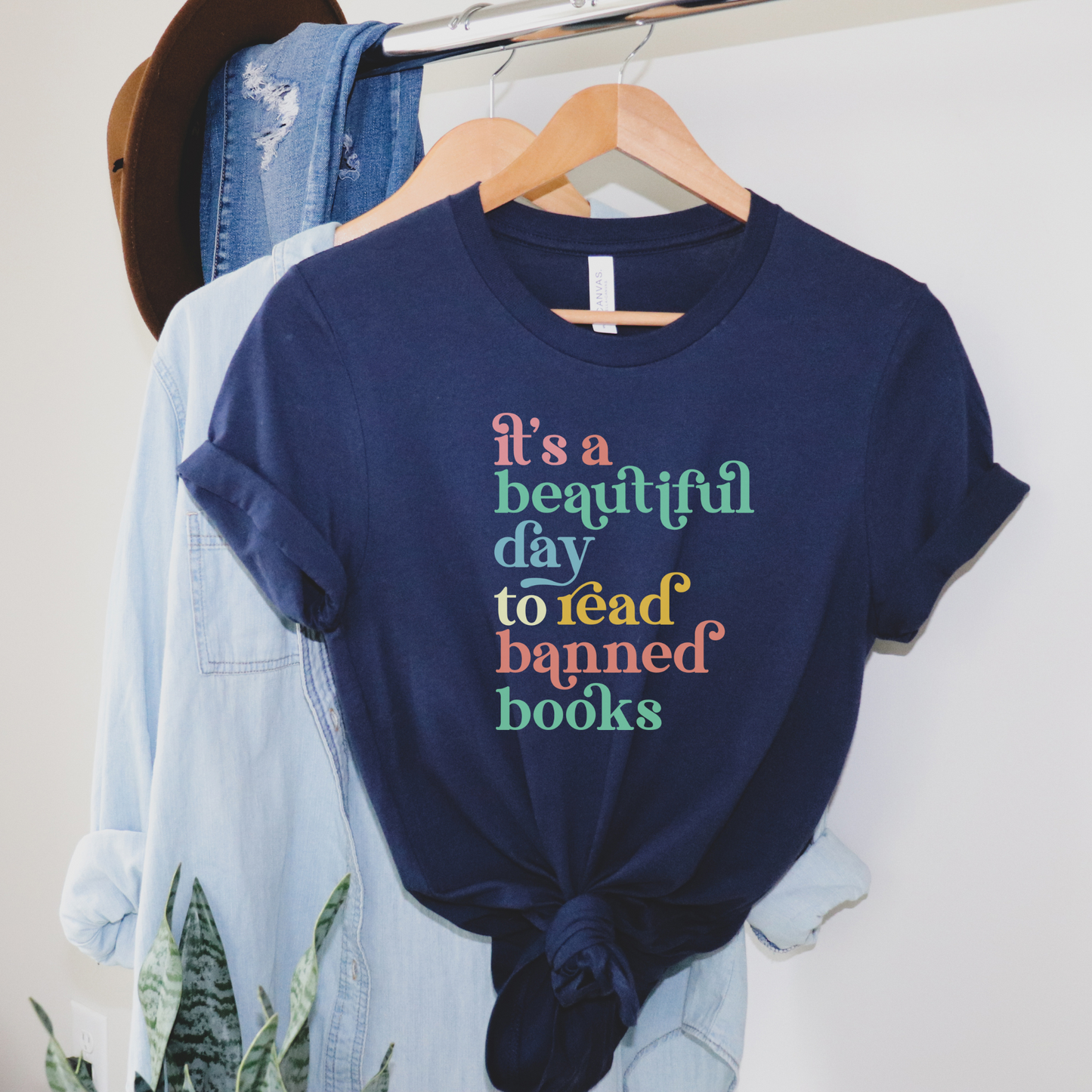 It's a Beautiful Day to Read Banned Books Tee T-Shirt Navy 3XL 