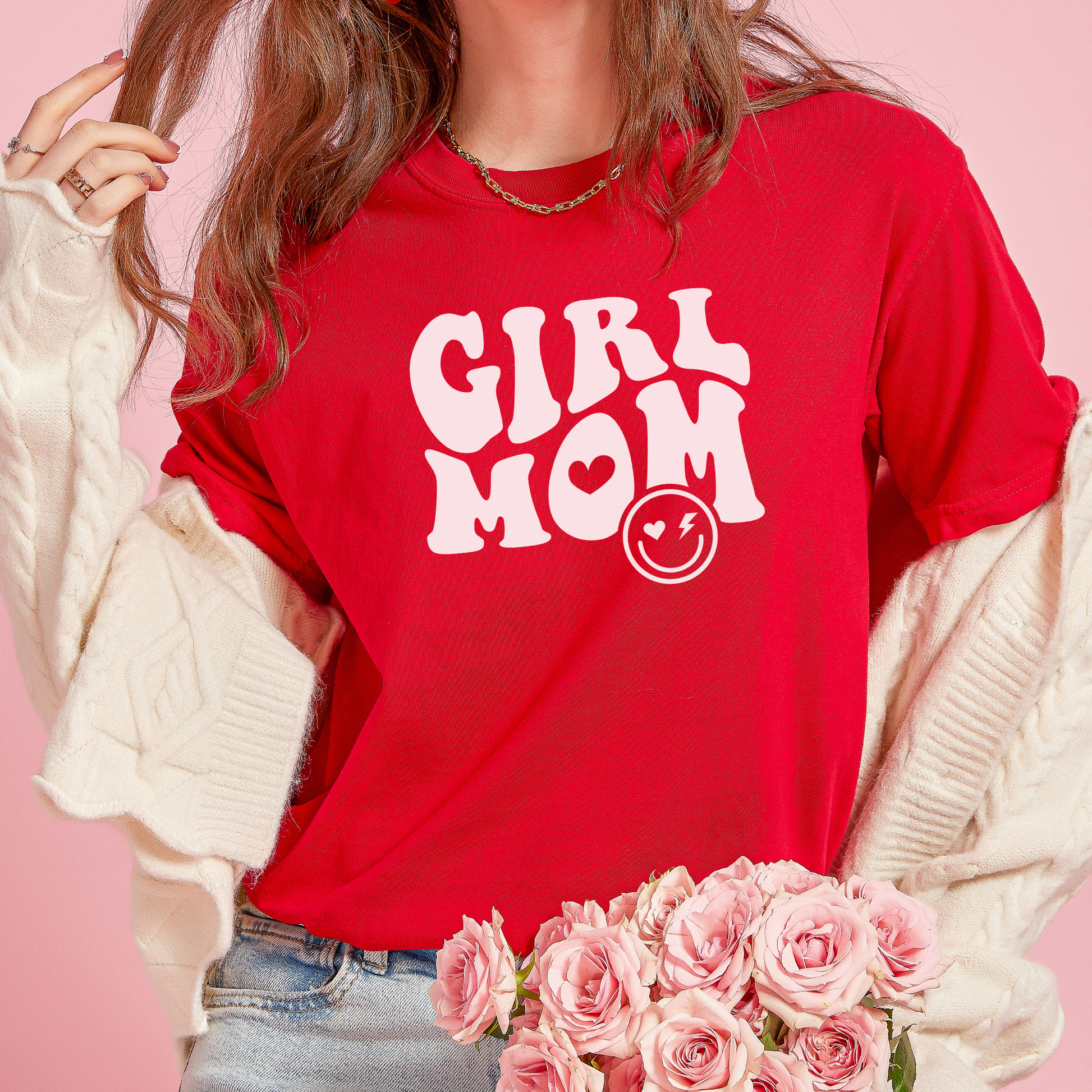 Girl Mom Tee T-Shirt Red S 