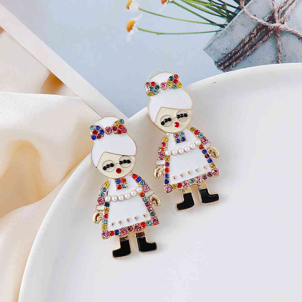 Mr & Mrs Claus Rhinestone Earrings    