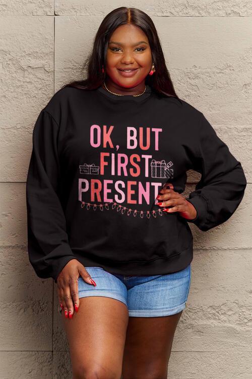 But First Presents Sweatshirt  Black S 