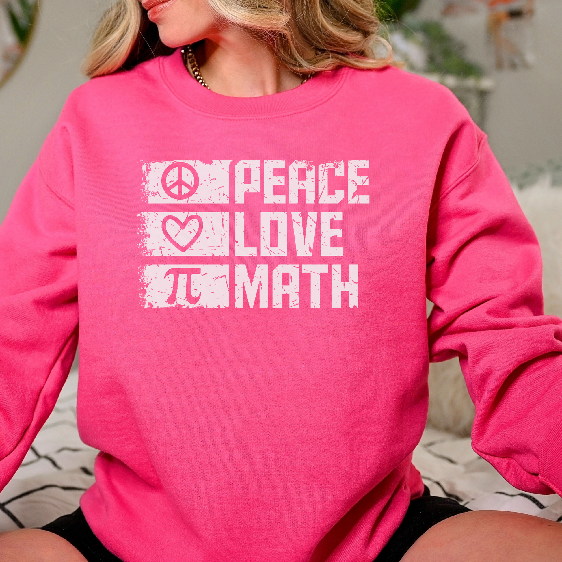 Peace, Love, Math Sweatshirt Sweatshirt S Heliconia 