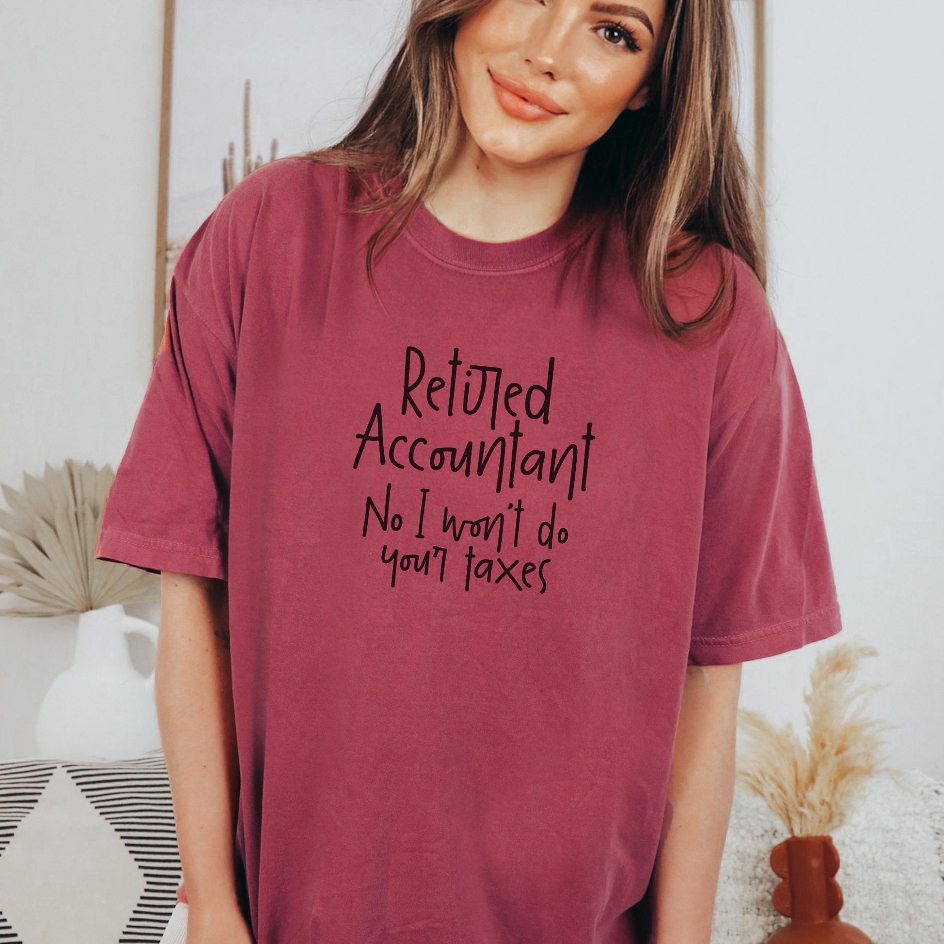 Retired Accountant, No I Won't Do Your Taxes Tee T-Shirt Brick S 