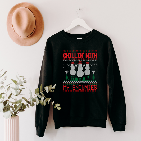 Chillin' With My Snowmies Sweatshirt Sweatshirt S Black 