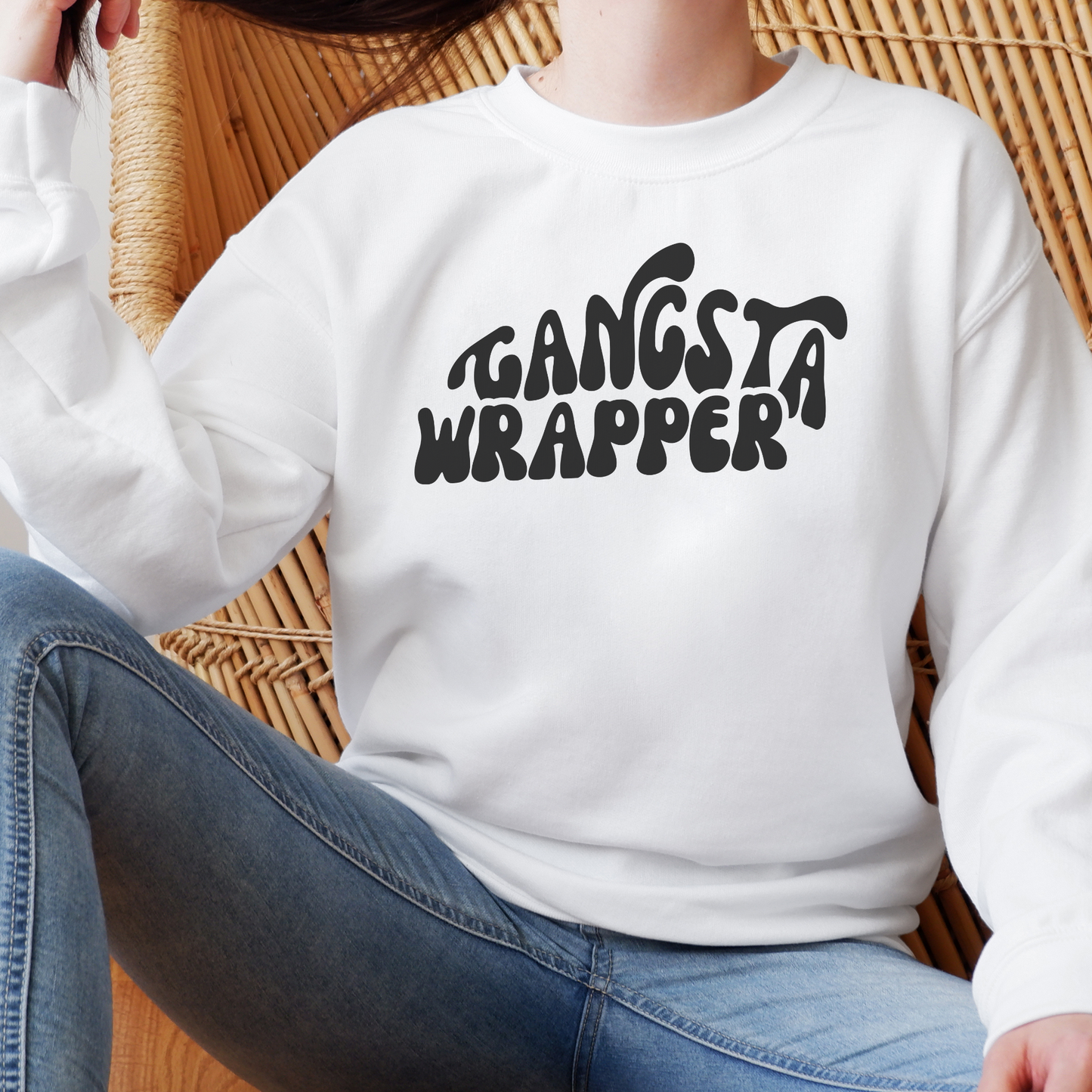 Gangsta Wrapper Sweatshirt Sweatshirt S White 