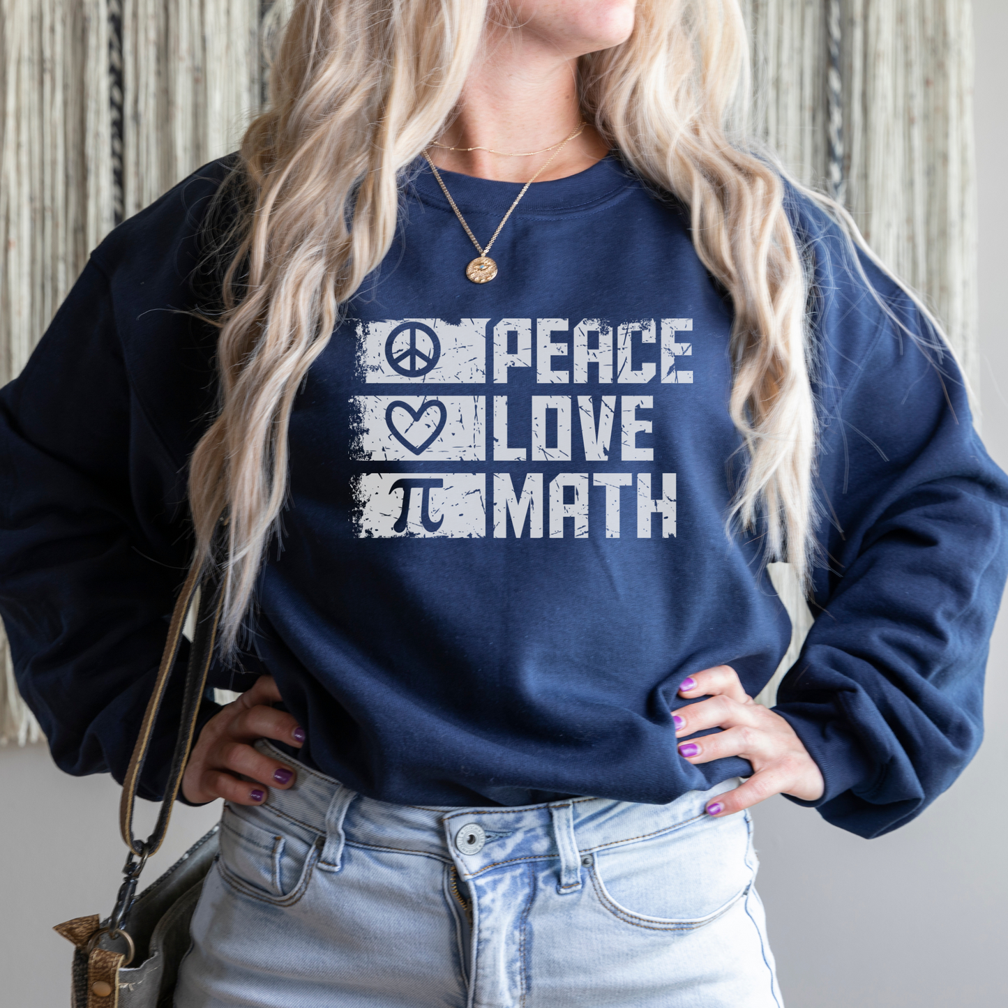 Peace, Love, Math Sweatshirt Sweatshirt S Navy 