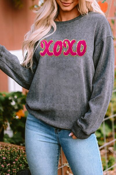 XOXO Dropped Shoulder Sweatshirt  Charcoal S 