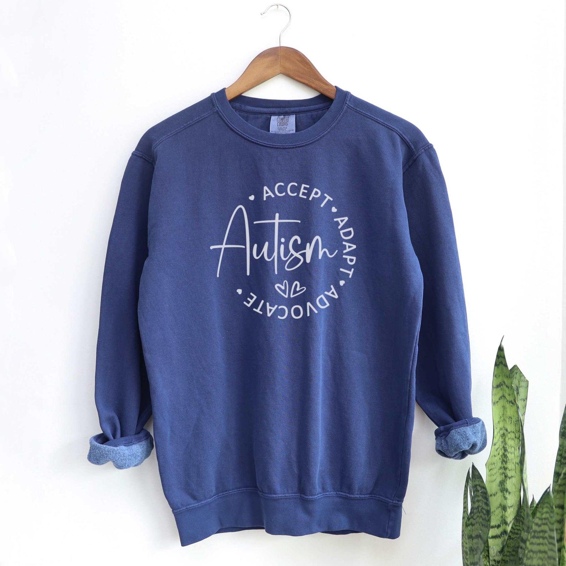 Accept. Adapt. Advocate. Autism Sweatshirt Sweatshirts True Navy S 