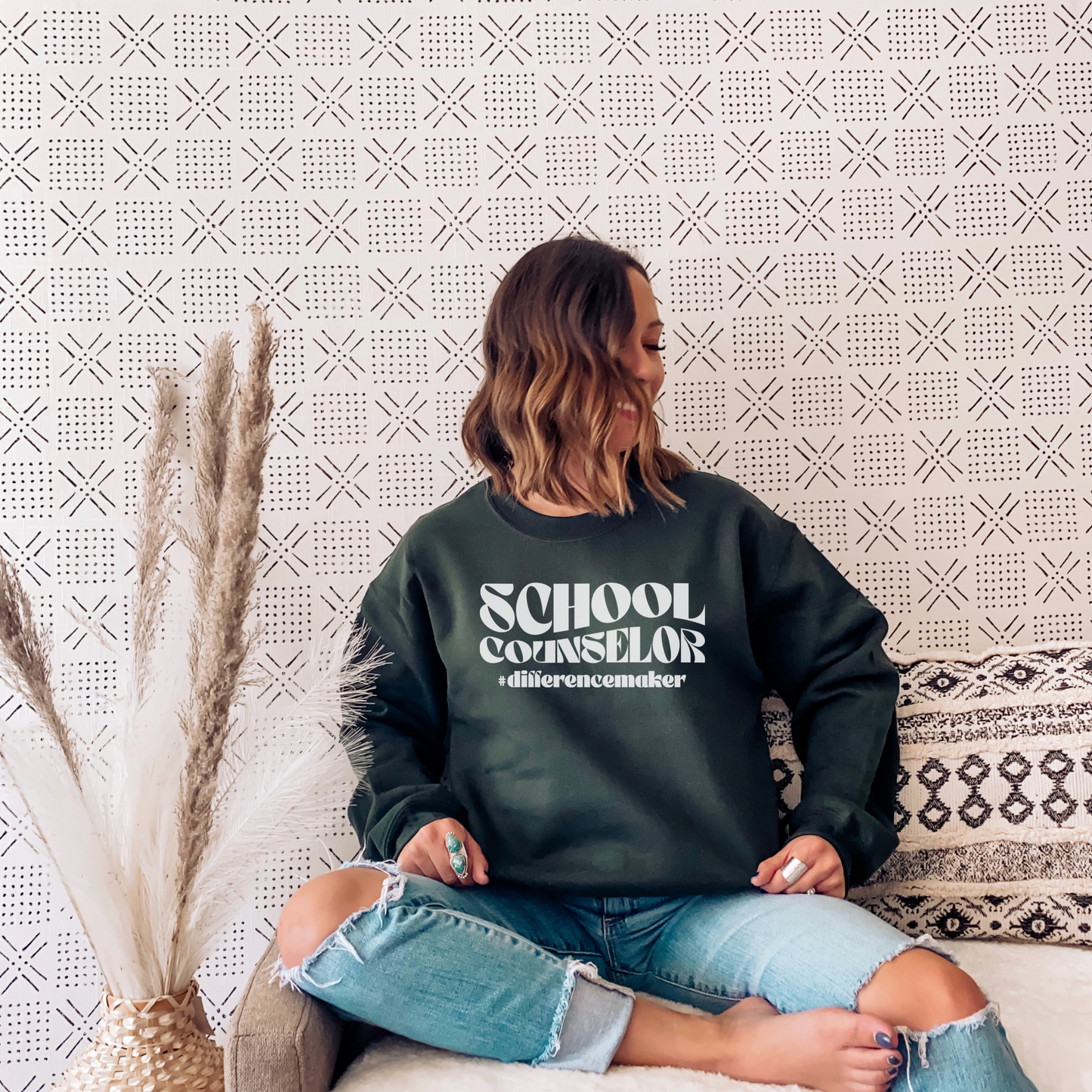 Difference Maker School Counselor Sweatshirt Sweatshirt S Forest Green 