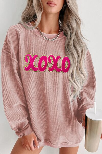 XOXO Dropped Shoulder Sweatshirt  Dusty Pink S 