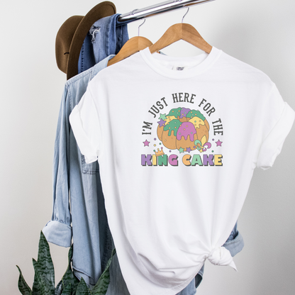 I'm Just Here for the King Cake Tee T-Shirt White S 