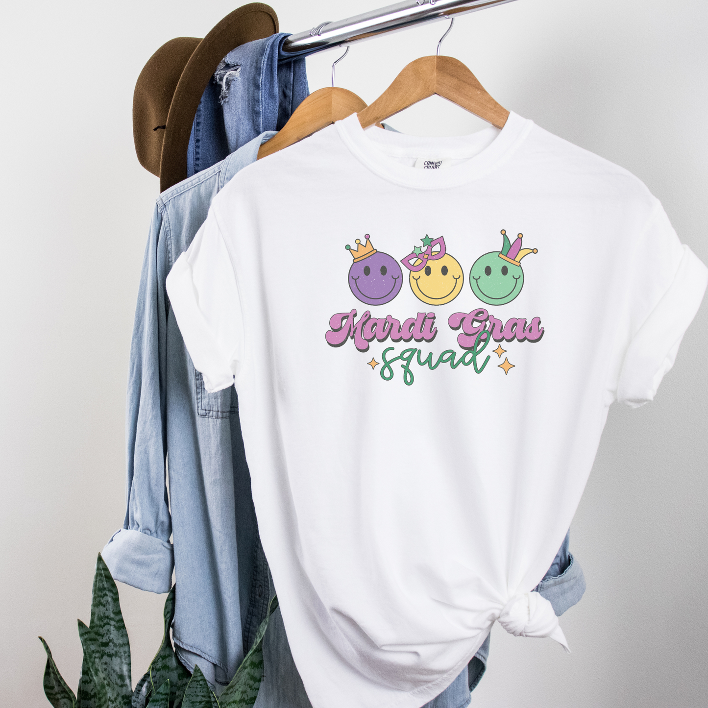 Mardi Gras Squad Tee T-Shirt White S 