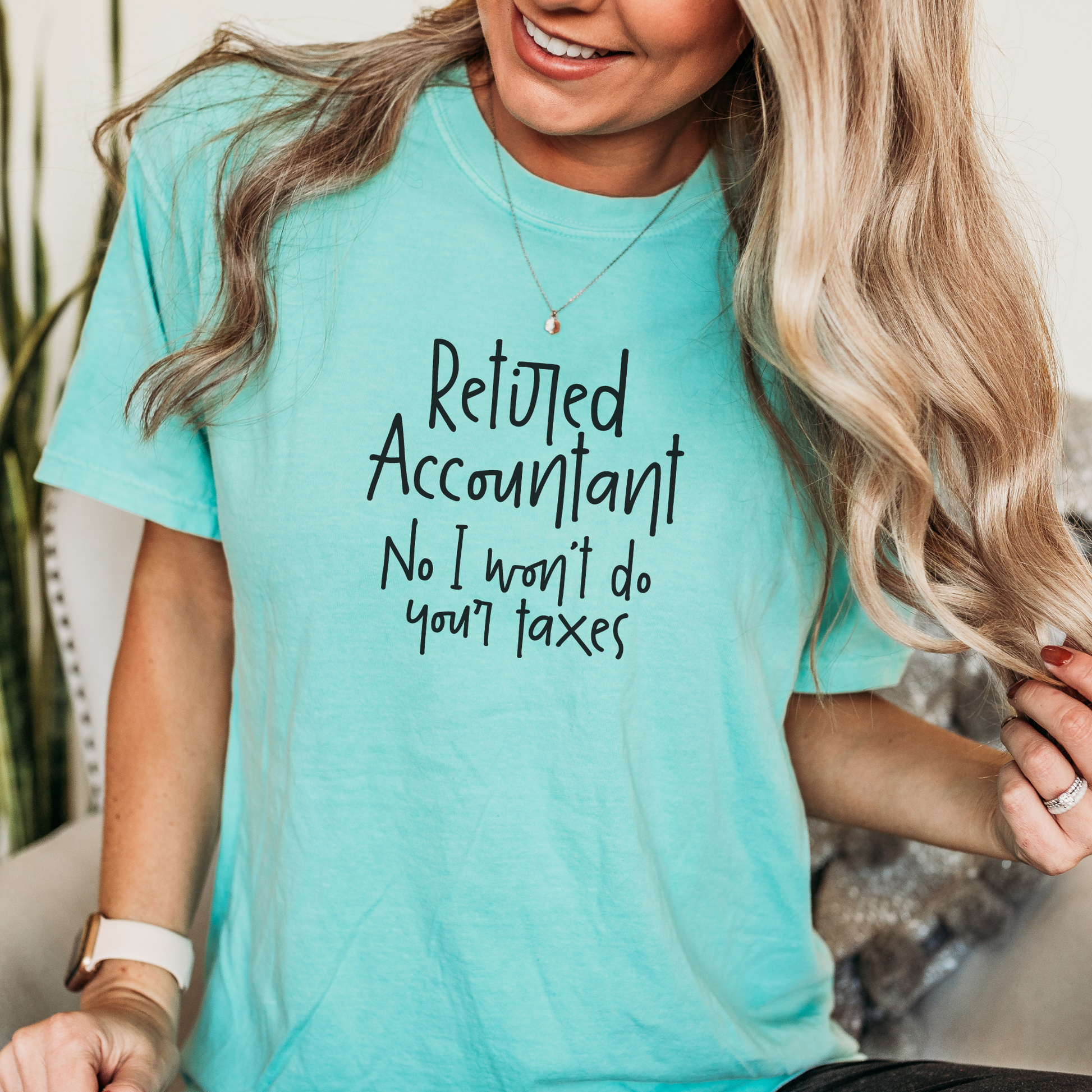 Retired Accountant, No I Won't Do Your Taxes Tee T-Shirt Chalky Mint S 