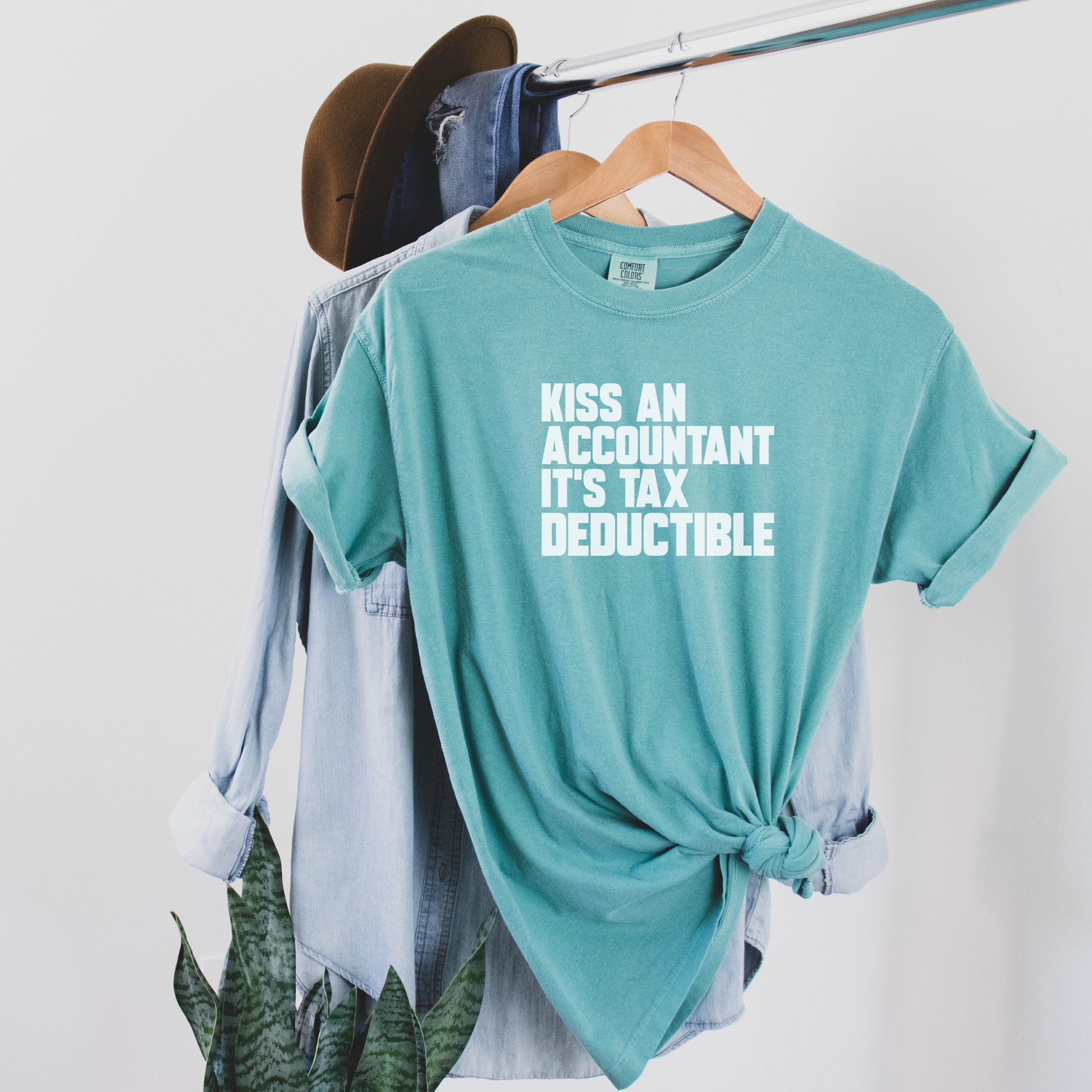 Kiss an Accountant, It's Tax Deductible Tee T-Shirt Seafoam S 