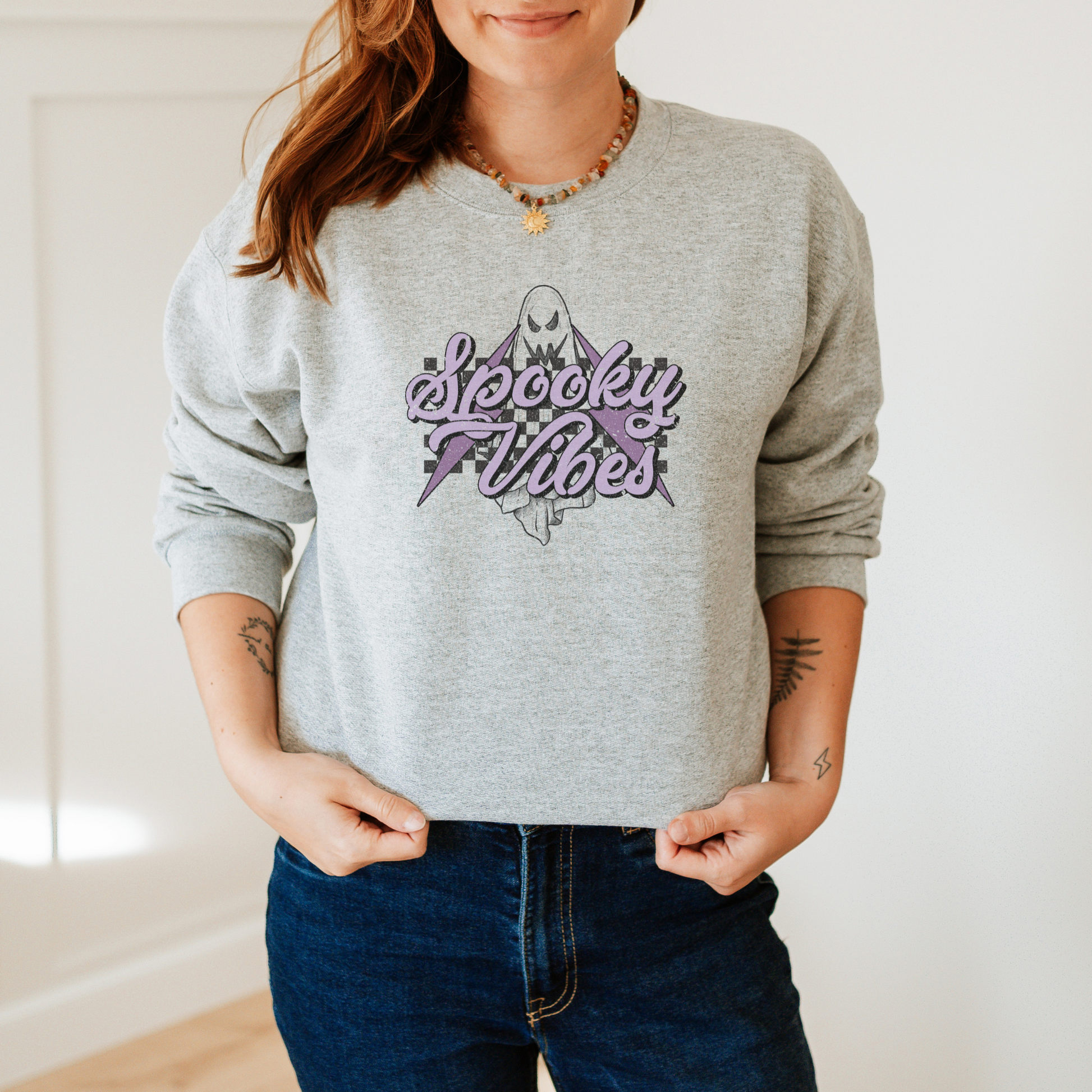 Spooky Vibes Sweatshirt Sweatshirt S Ash 