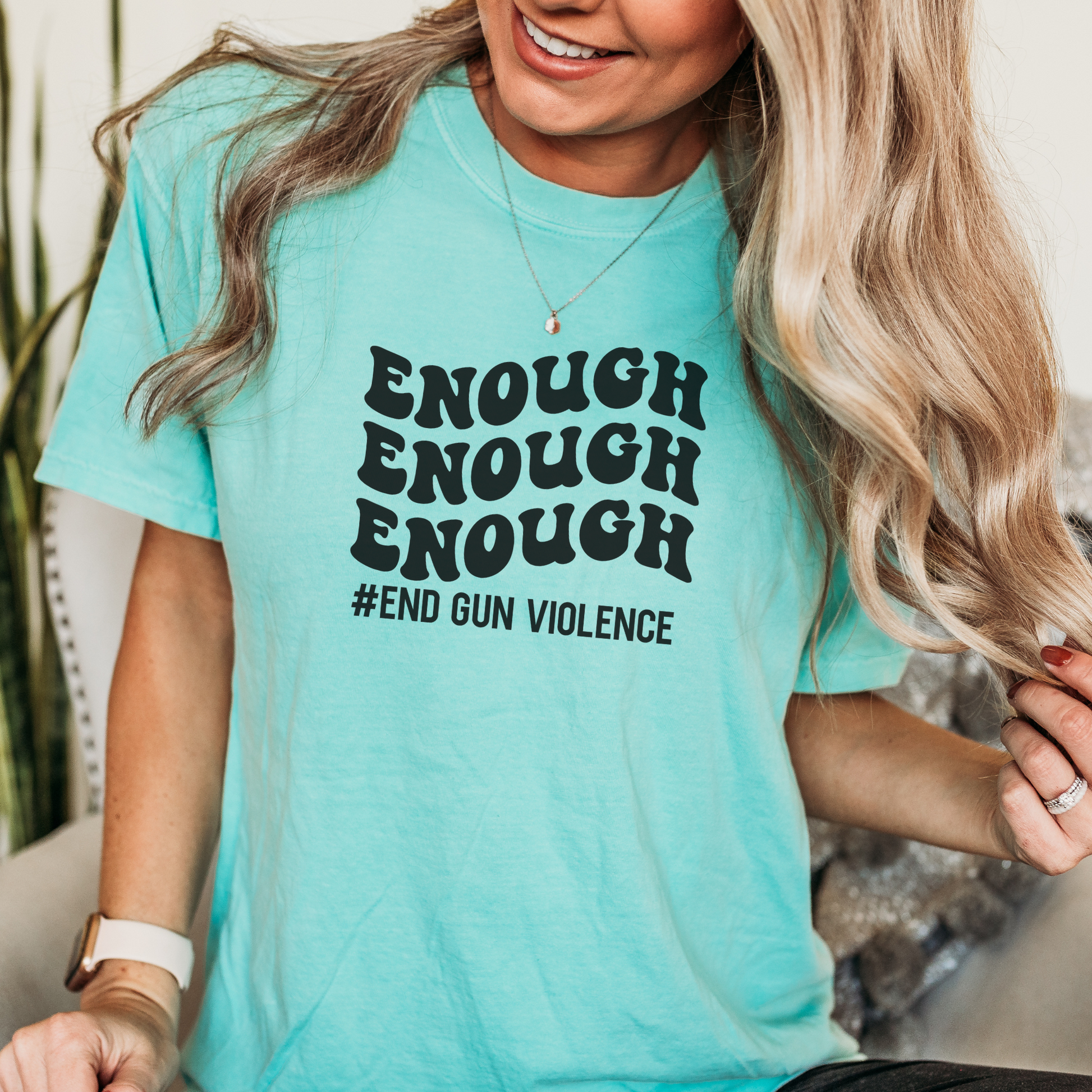 Enough #End Gun Violence Tee T-Shirt Chalky Mint S 