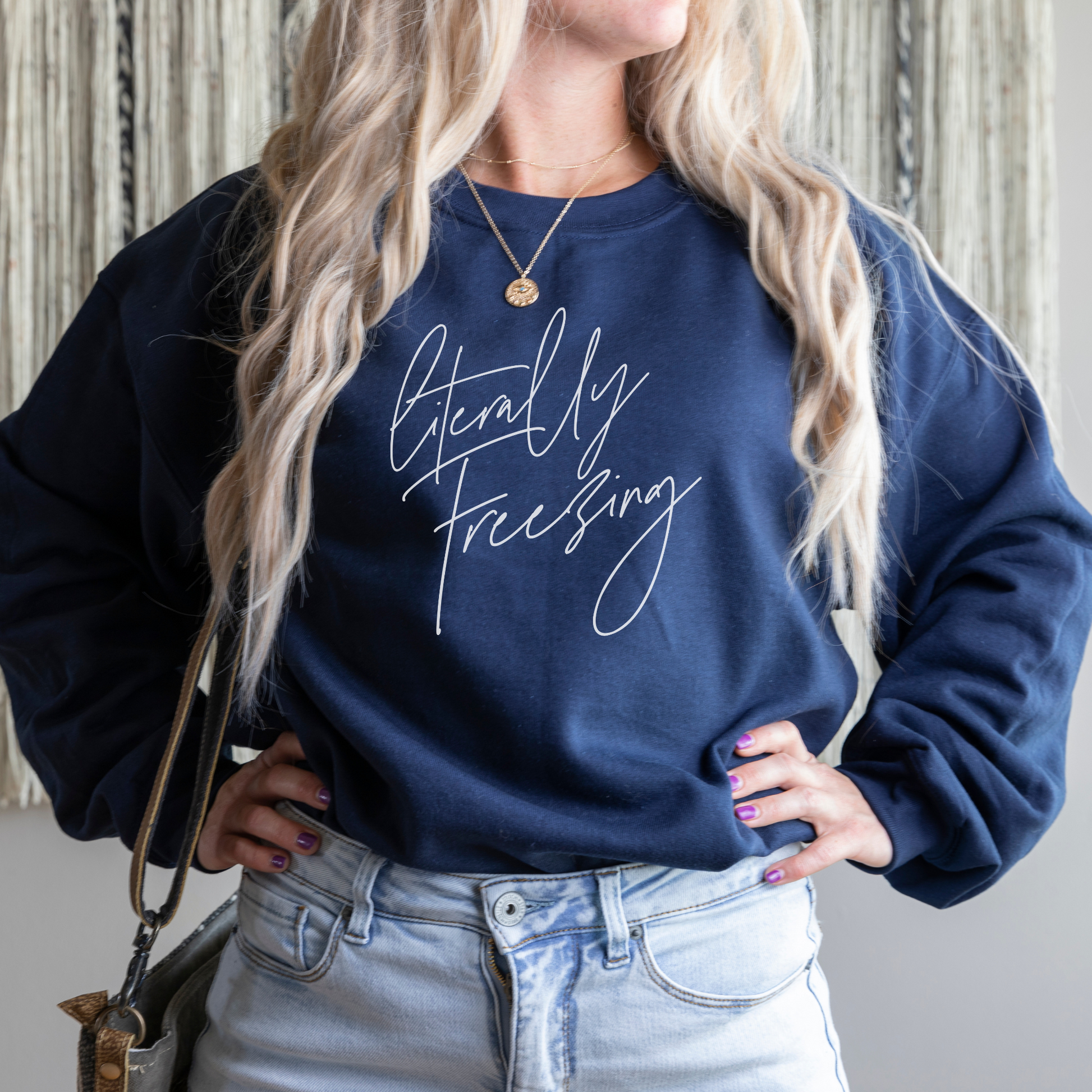 Literally Freezing Sweatshirt Sweatshirt S Navy 