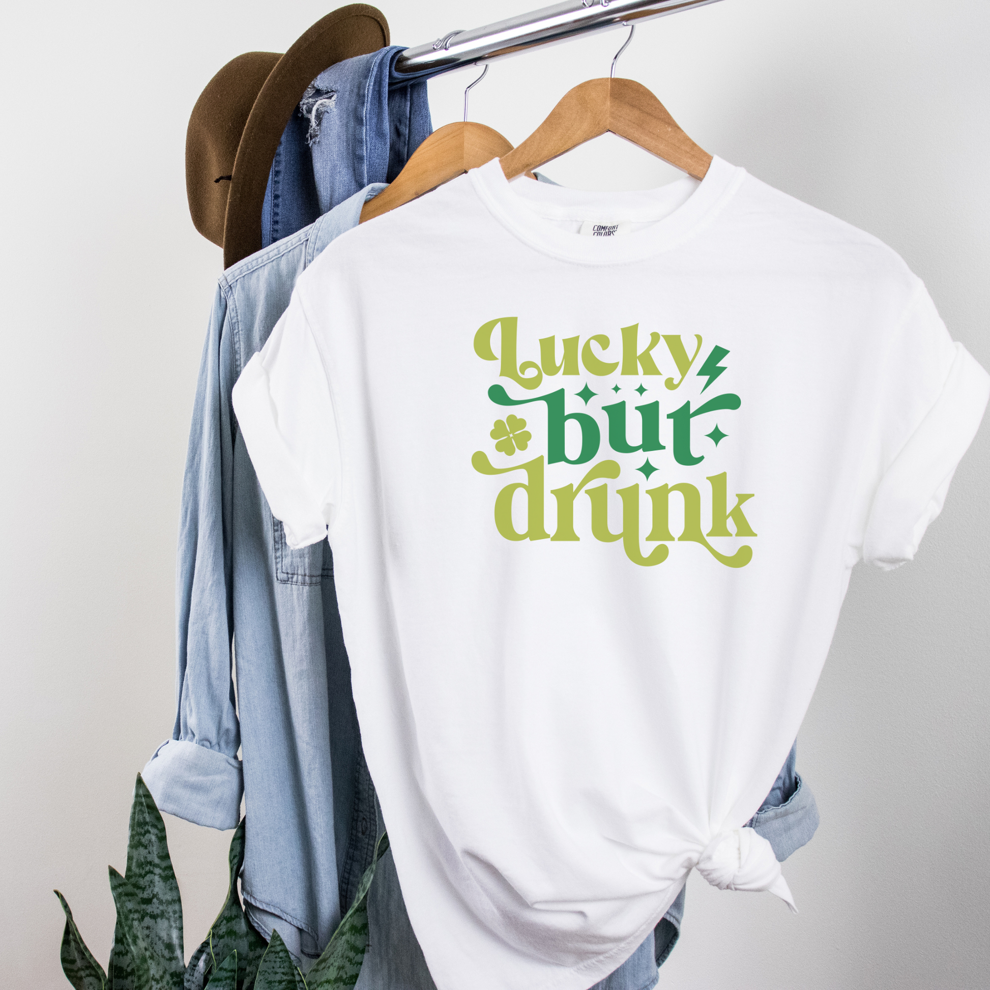 Lucky But Drunk Tee T-Shirt White S 