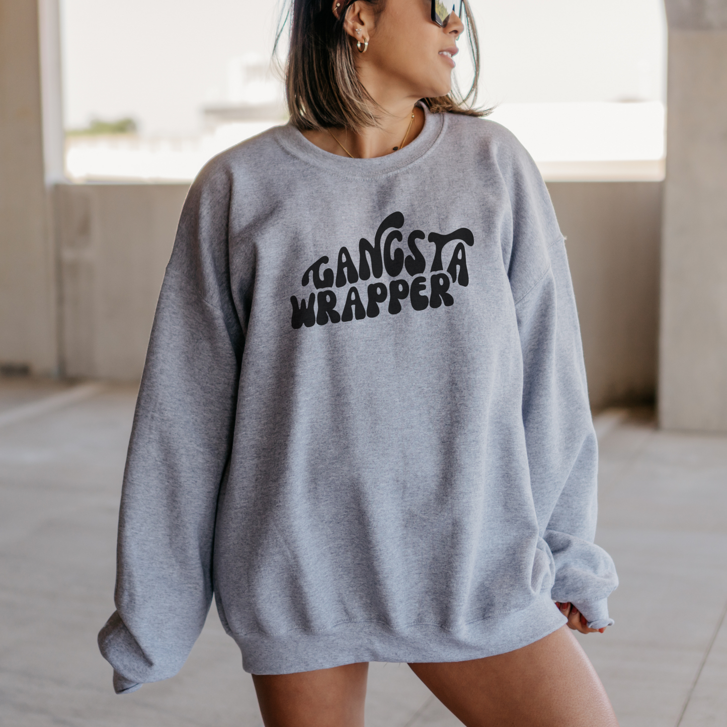 Gangsta Wrapper Sweatshirt Sweatshirt M Sport Grey 