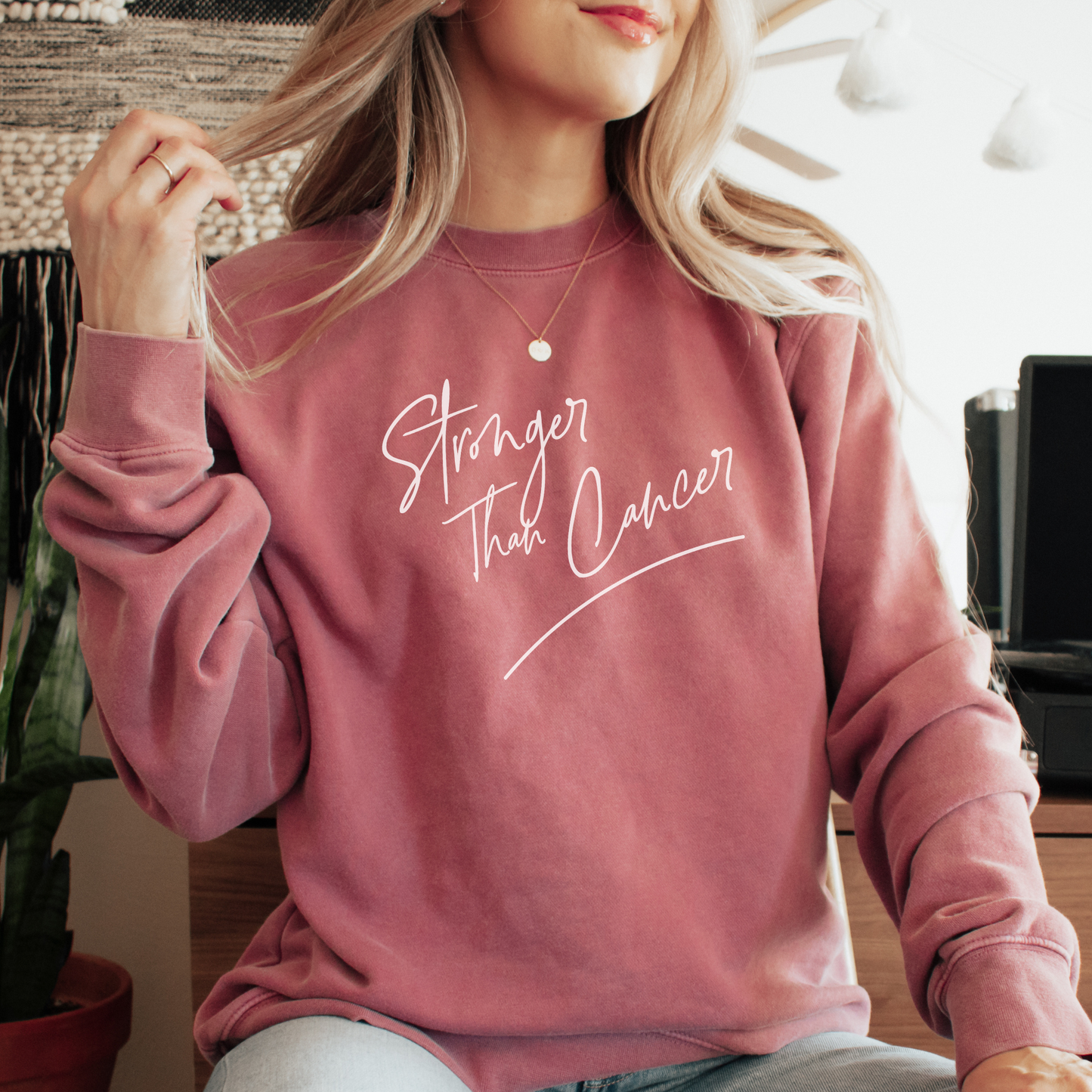 Stronger Than Cancer Sweatshirt Sweatshirts Crimson S 