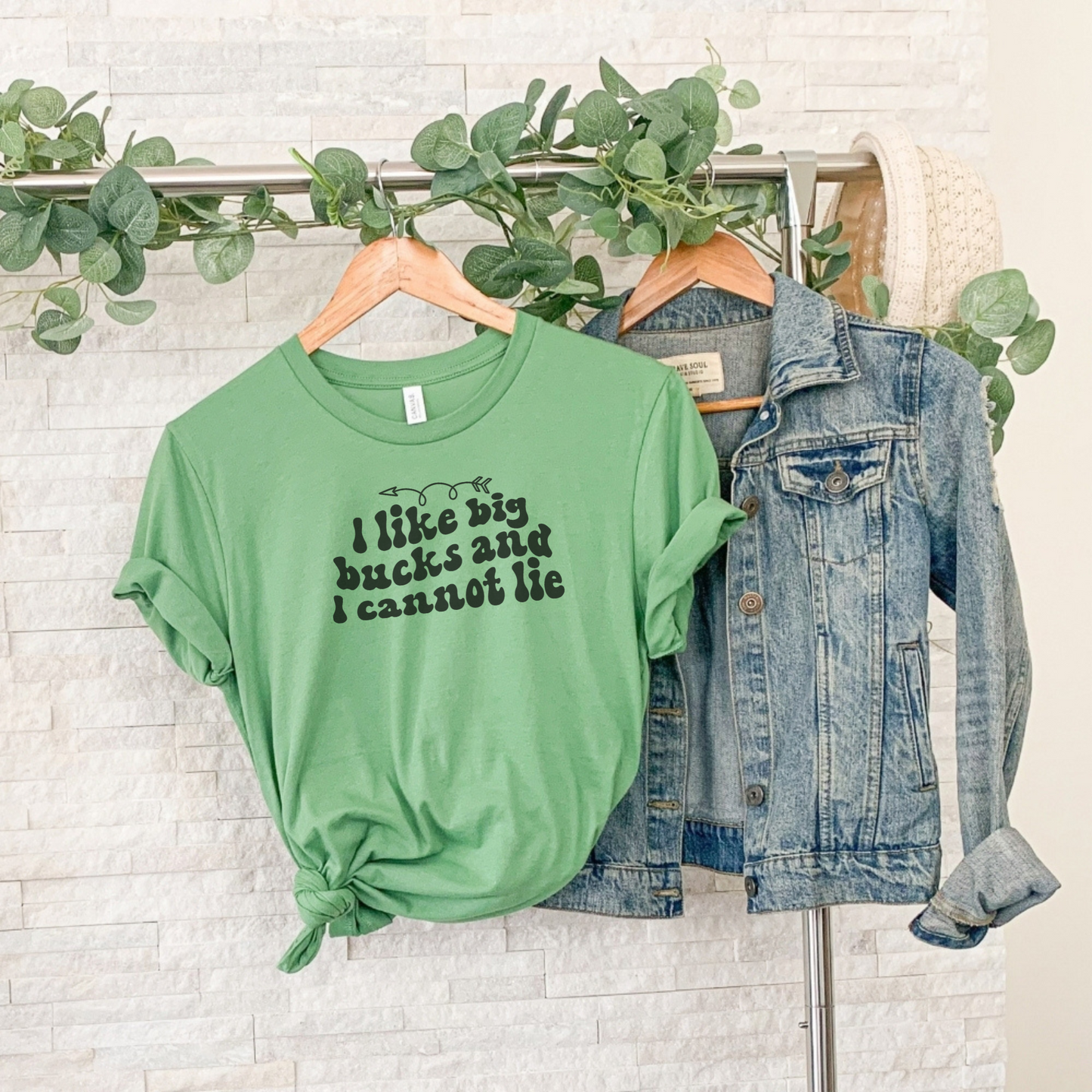 I Like Big Bucks and I Can Not Lie Tee T-Shirt Leaf S 