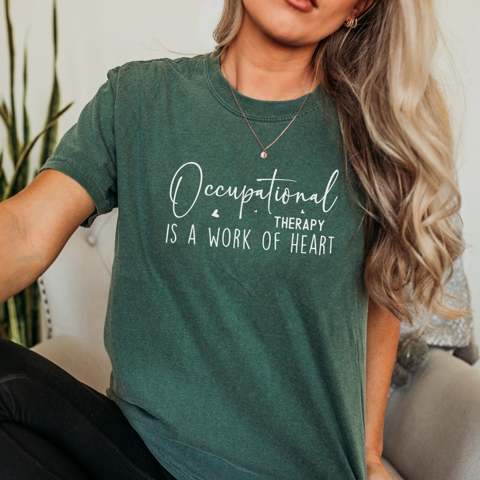 Occupational Therapy is a Work of Heart Tee T-Shirt Blue Spruce S 