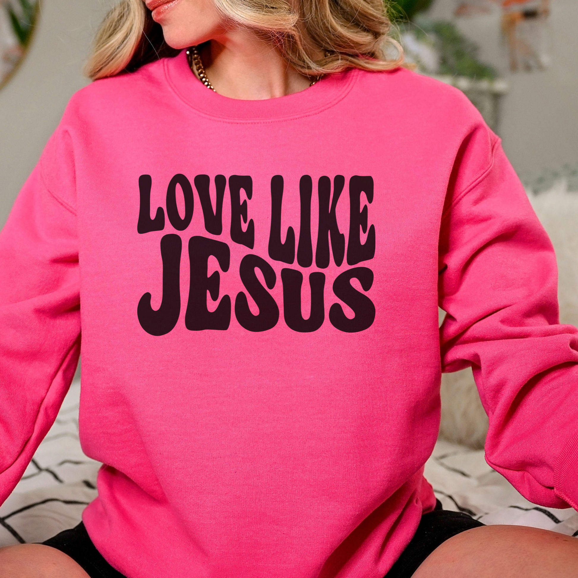 Love Like Jesus Sweatshirt Sweatshirt S Heliconia 