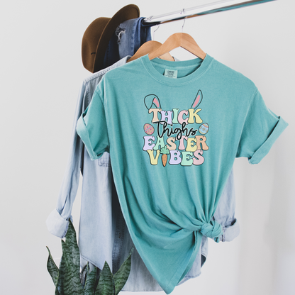 Thick Thighs, Easter Vibes Tee T-Shirt Seafoam S 