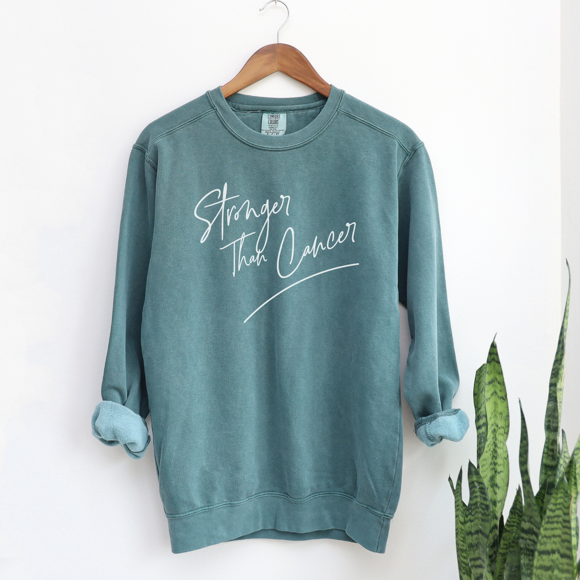 Stronger Than Cancer Sweatshirt Sweatshirts Blue Spruce S 