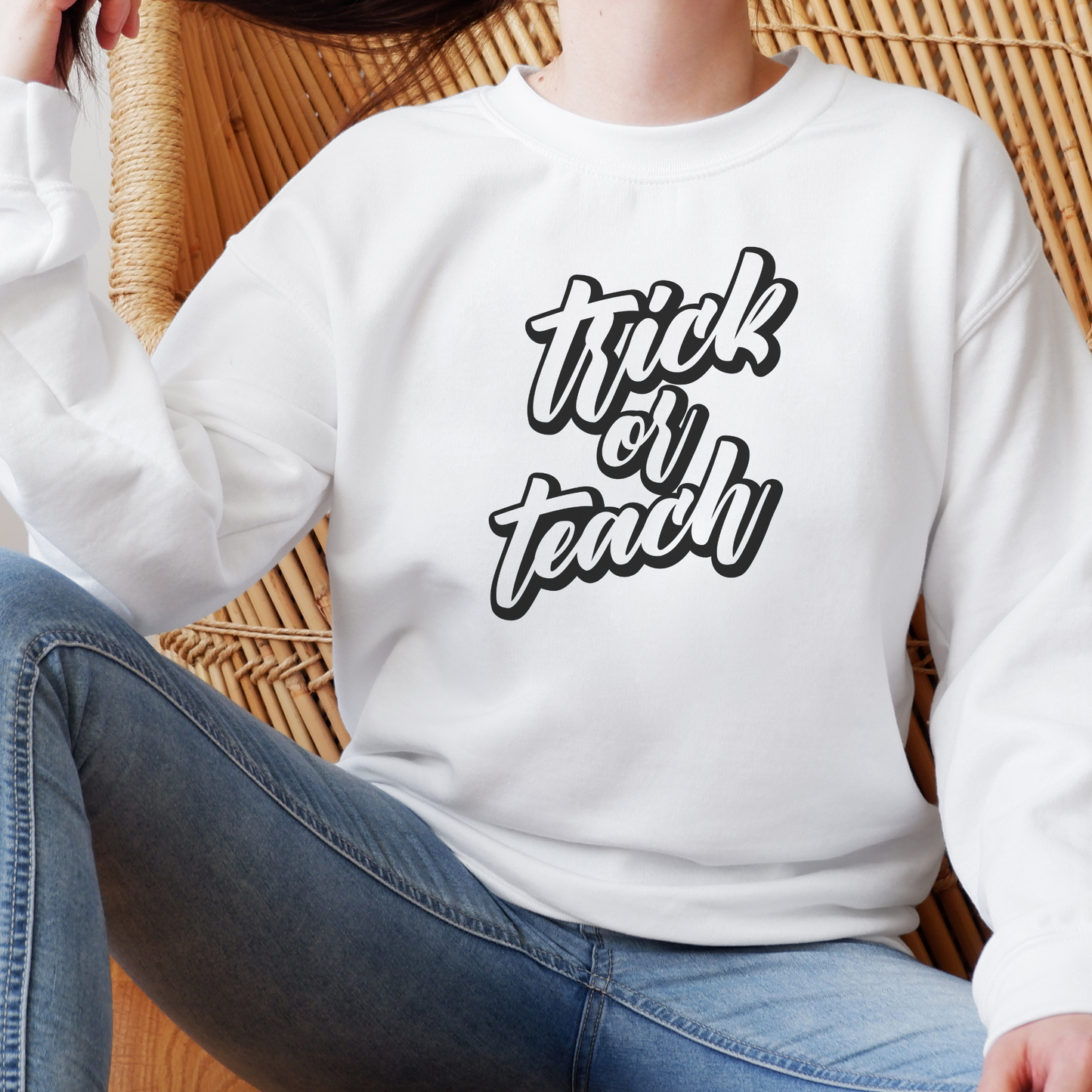 Trick or Teach Sweatshirt Sweatshirt S White 