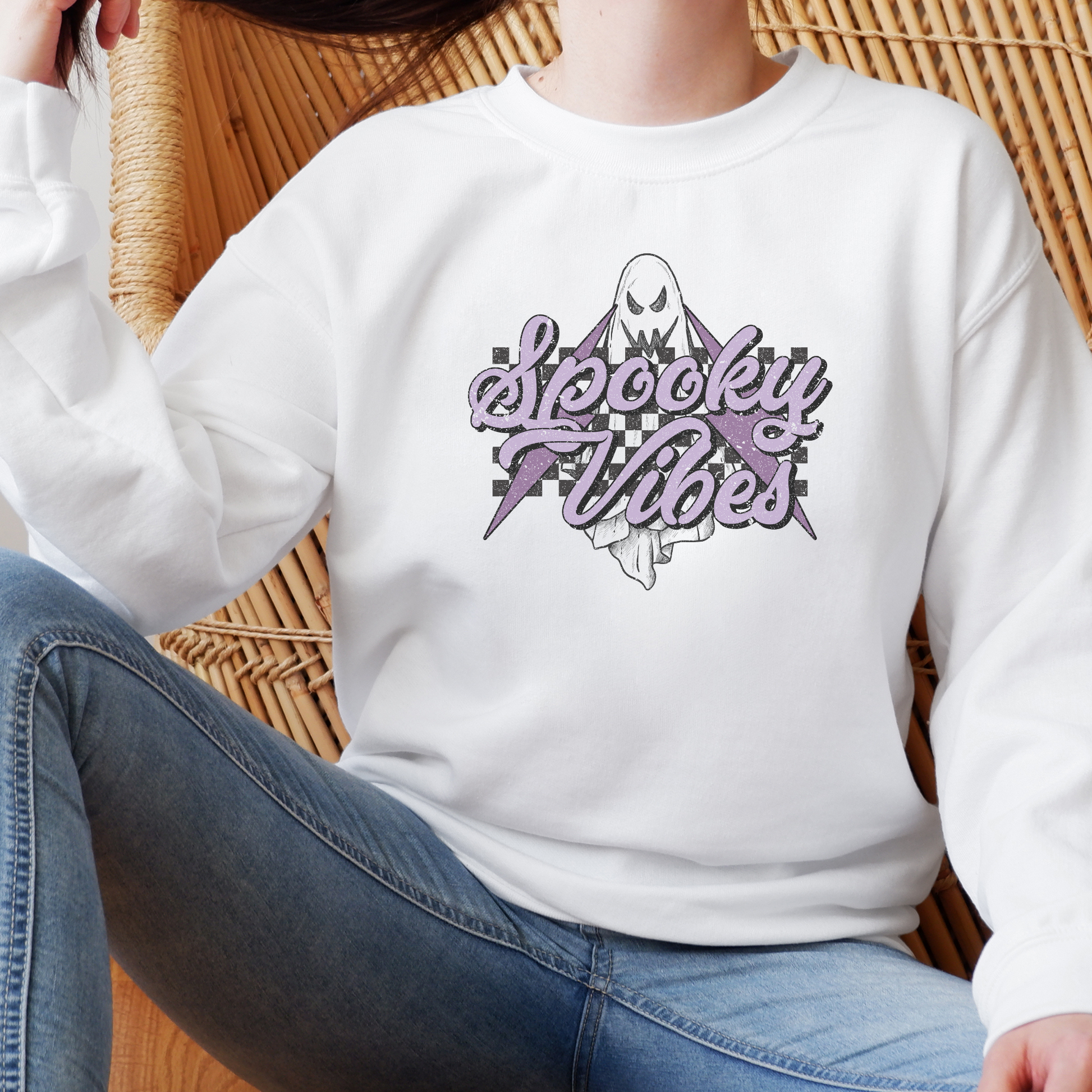 Spooky Vibes Sweatshirt Sweatshirt S White 