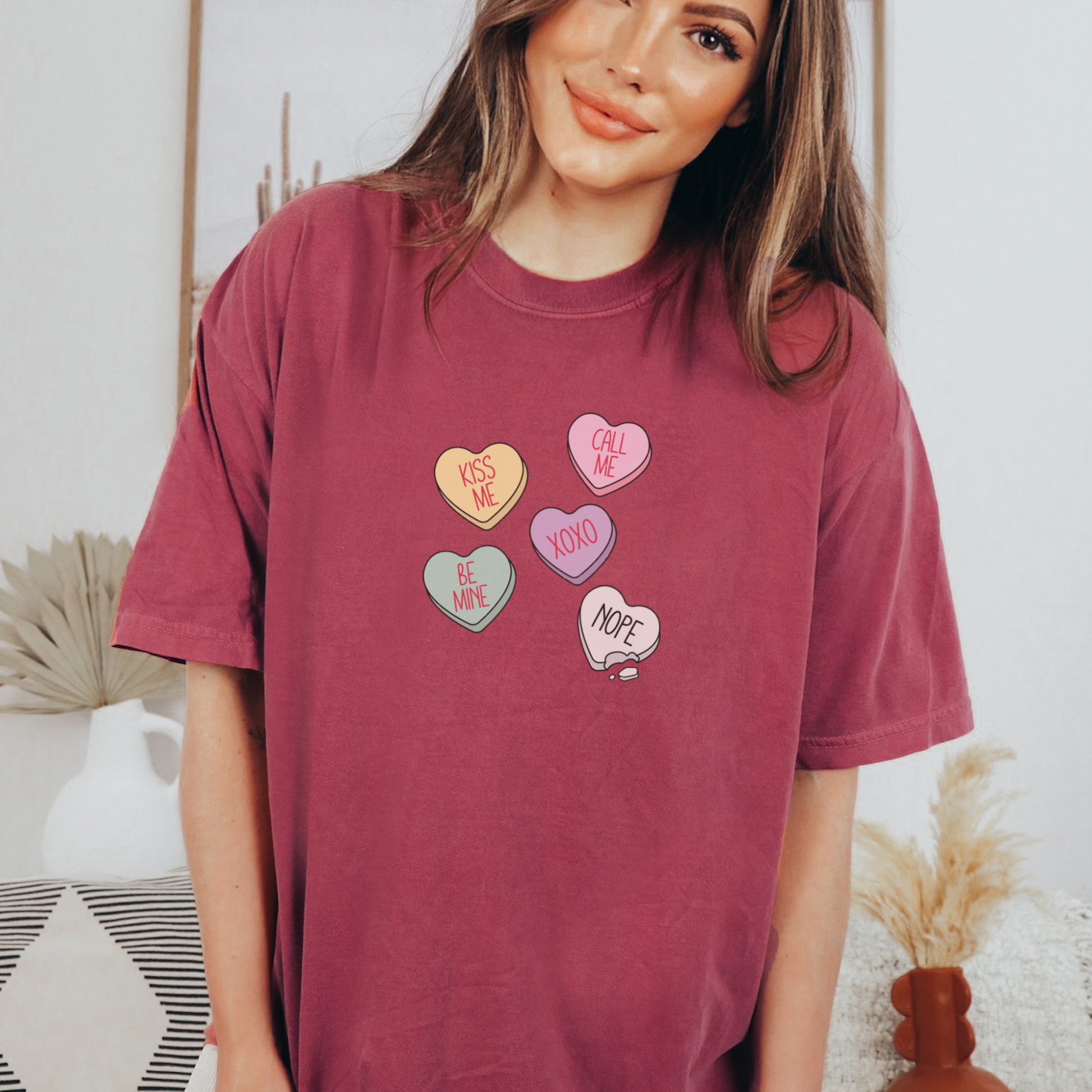 Candy Hearts Tee T-Shirt Brick S 