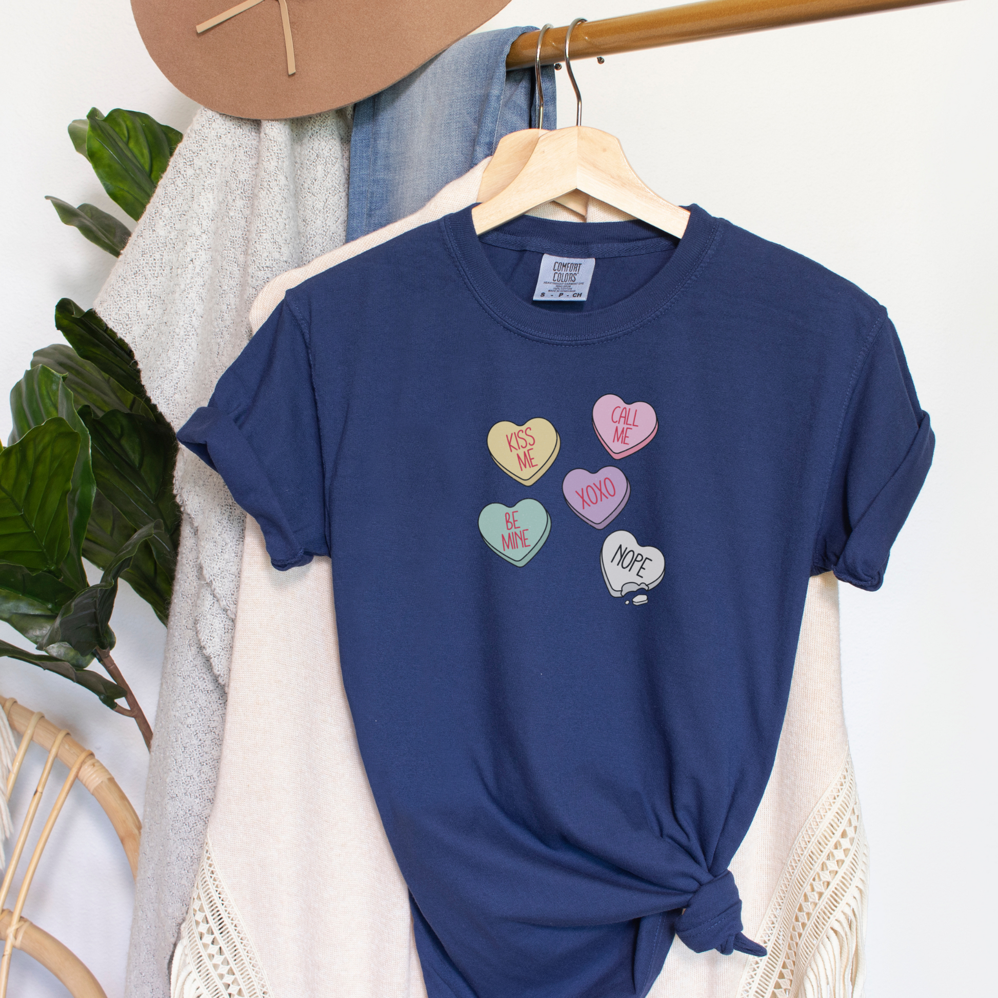 Candy Hearts Tee T-Shirt True Navy S 