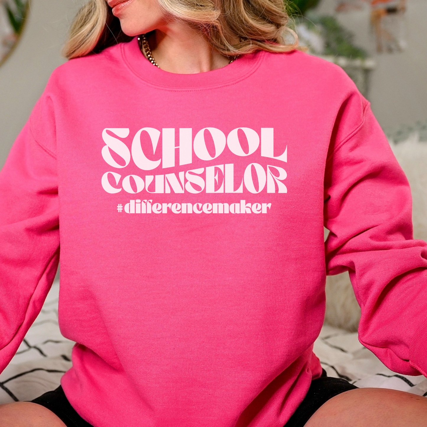 Difference Maker School Counselor Sweatshirt Sweatshirt S Heliconia 