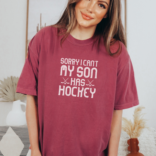 Sorry I Can't, My Son Has Hockey Tee T-Shirt Brick S 