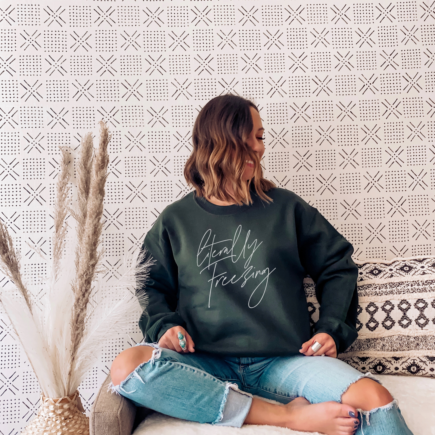 Literally Freezing Sweatshirt Sweatshirt S Forest Green 