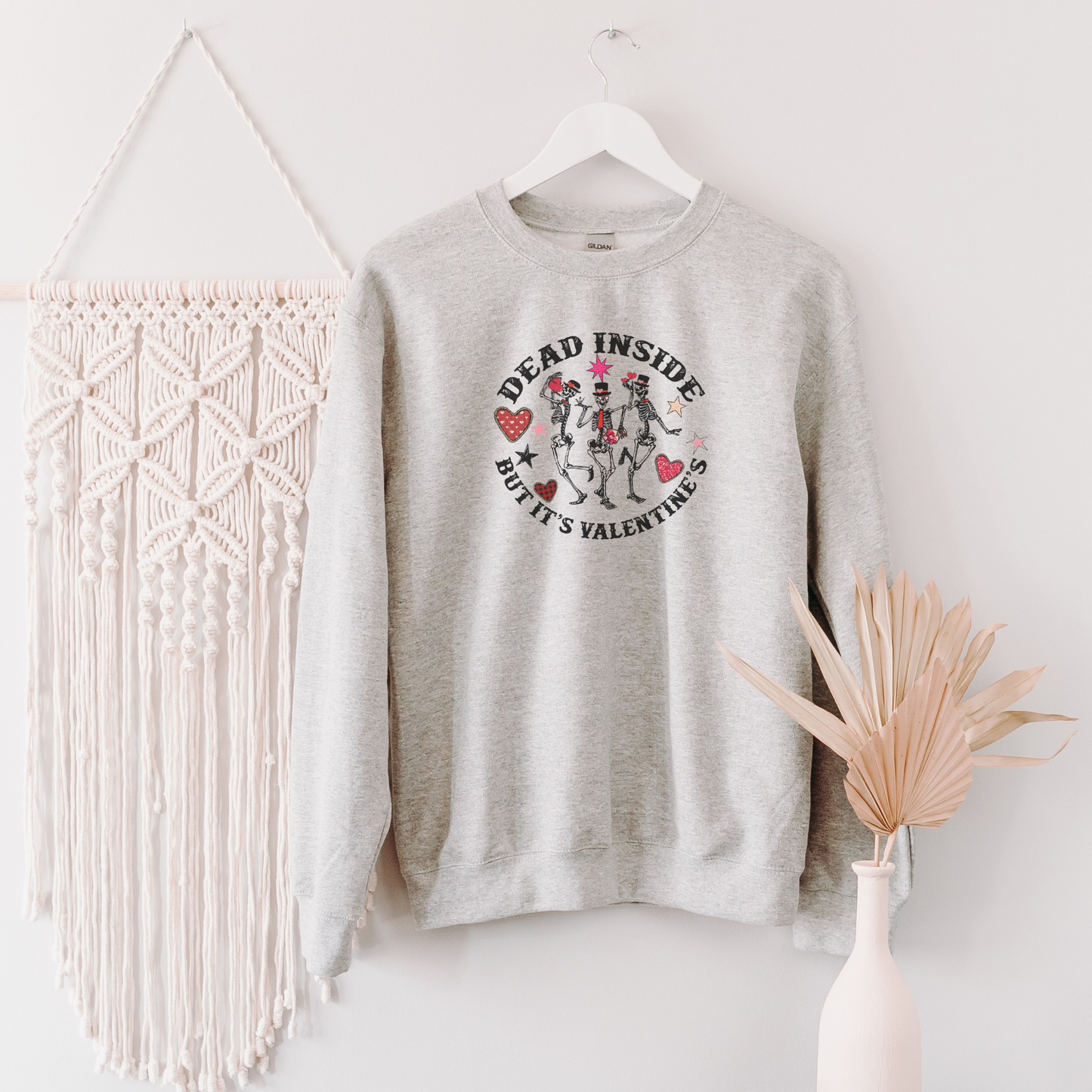 Dead Inside, But it's Valentine's Sweatshirt Sweatshirt S Ash 