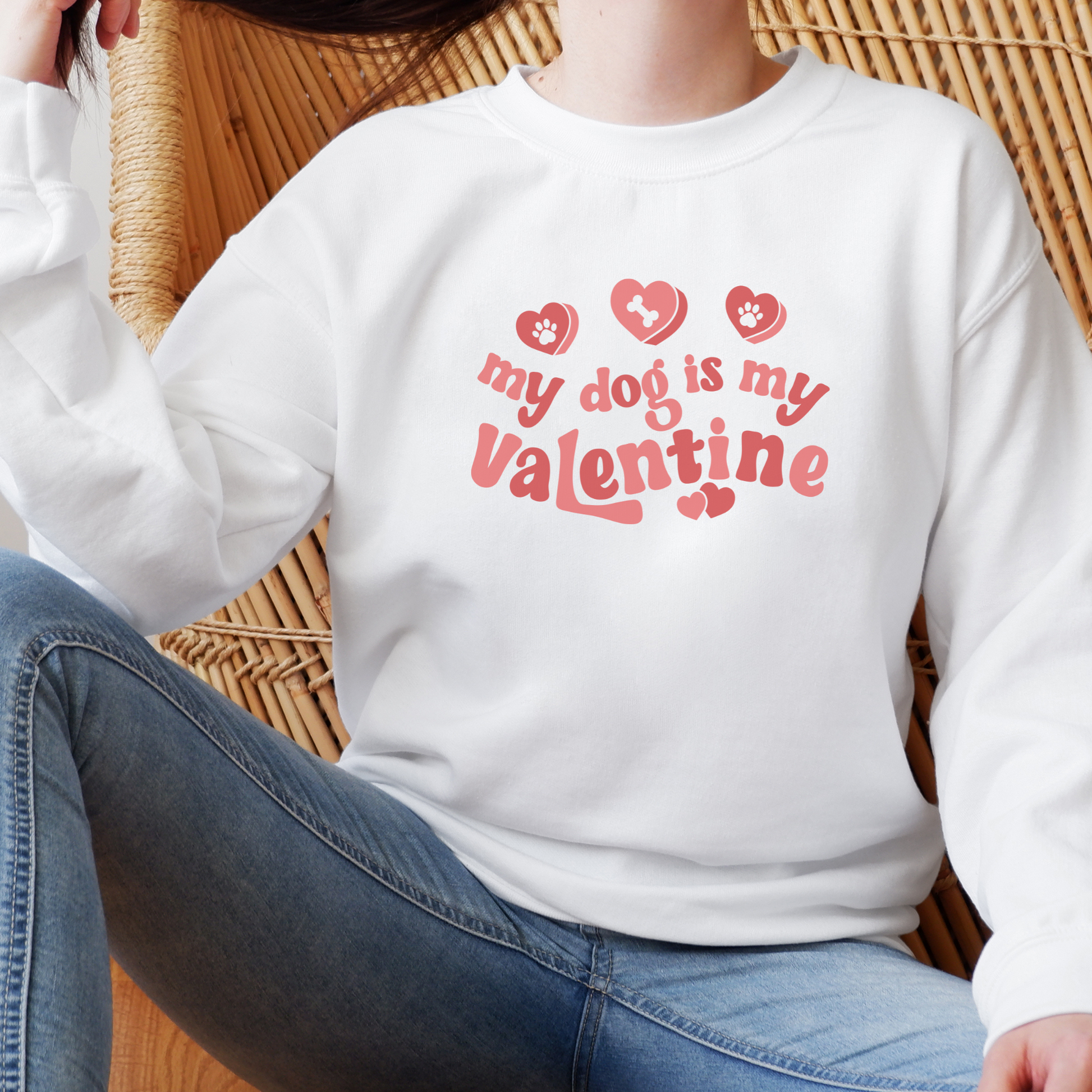 My Dog is my Valentine Sweatshirt Sweatshirt S White 