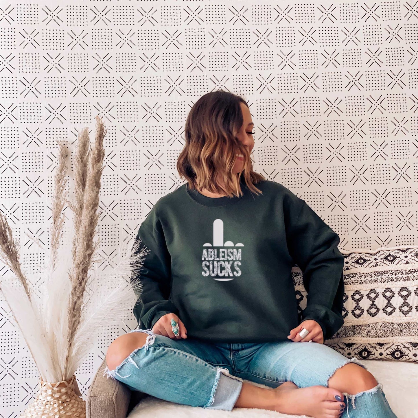 Ableism Sucks Sweatshirt Sweatshirt S Forest Green 