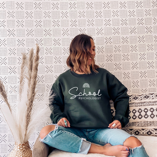 School Psychologist Sweatshirt Sweatshirt S Forest Green 