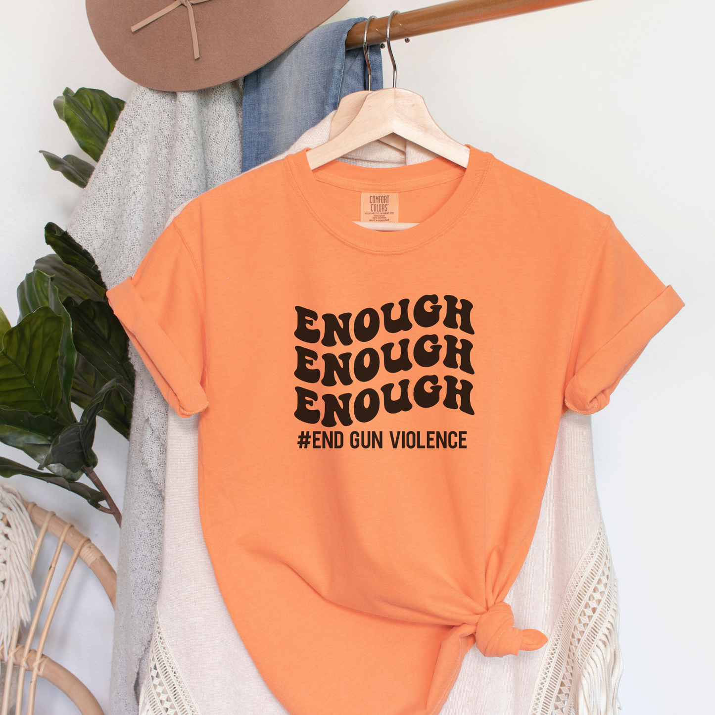 Enough #End Gun Violence Tee T-Shirt Burnt Orange S 