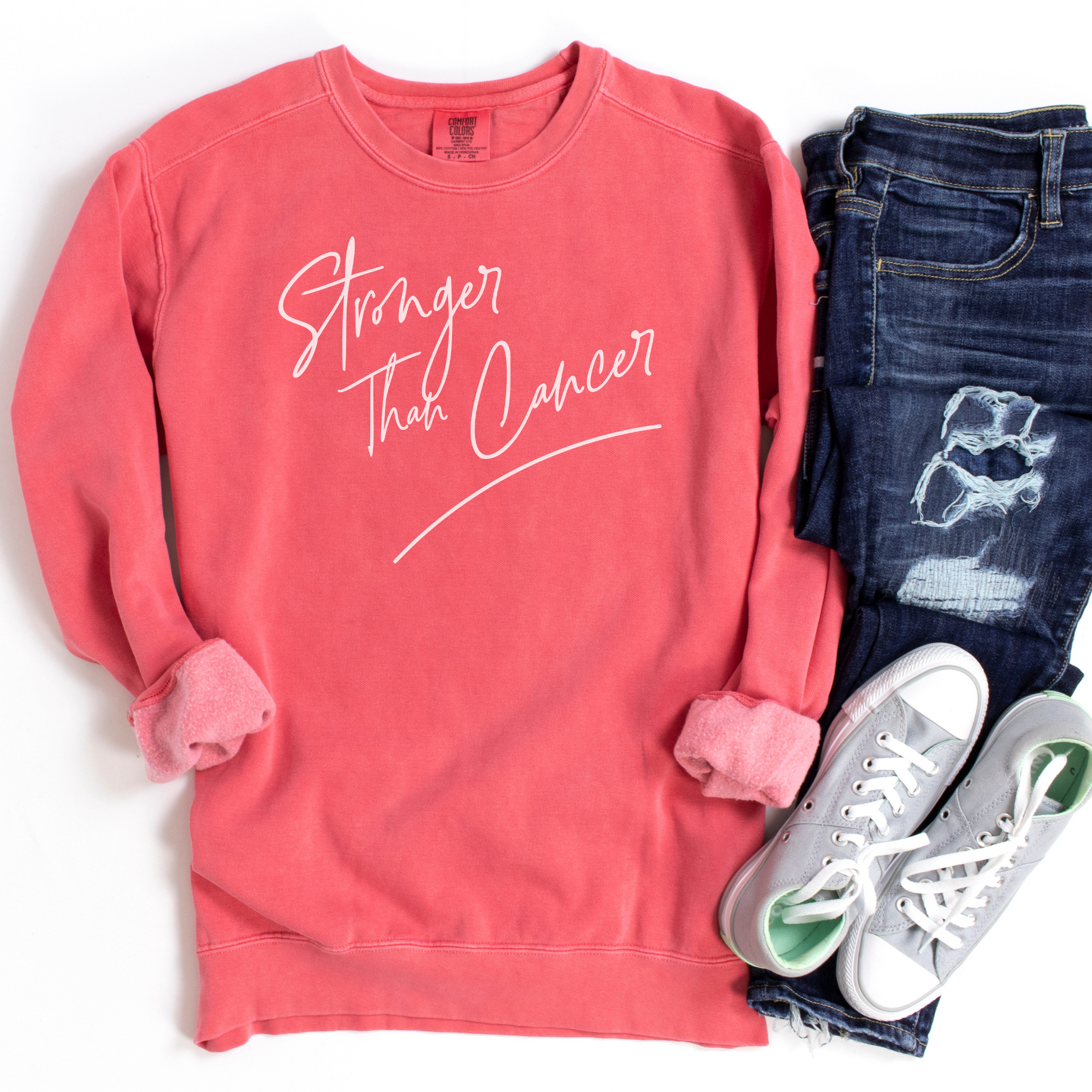 Stronger Than Cancer Sweatshirt Sweatshirts Watermelon S 