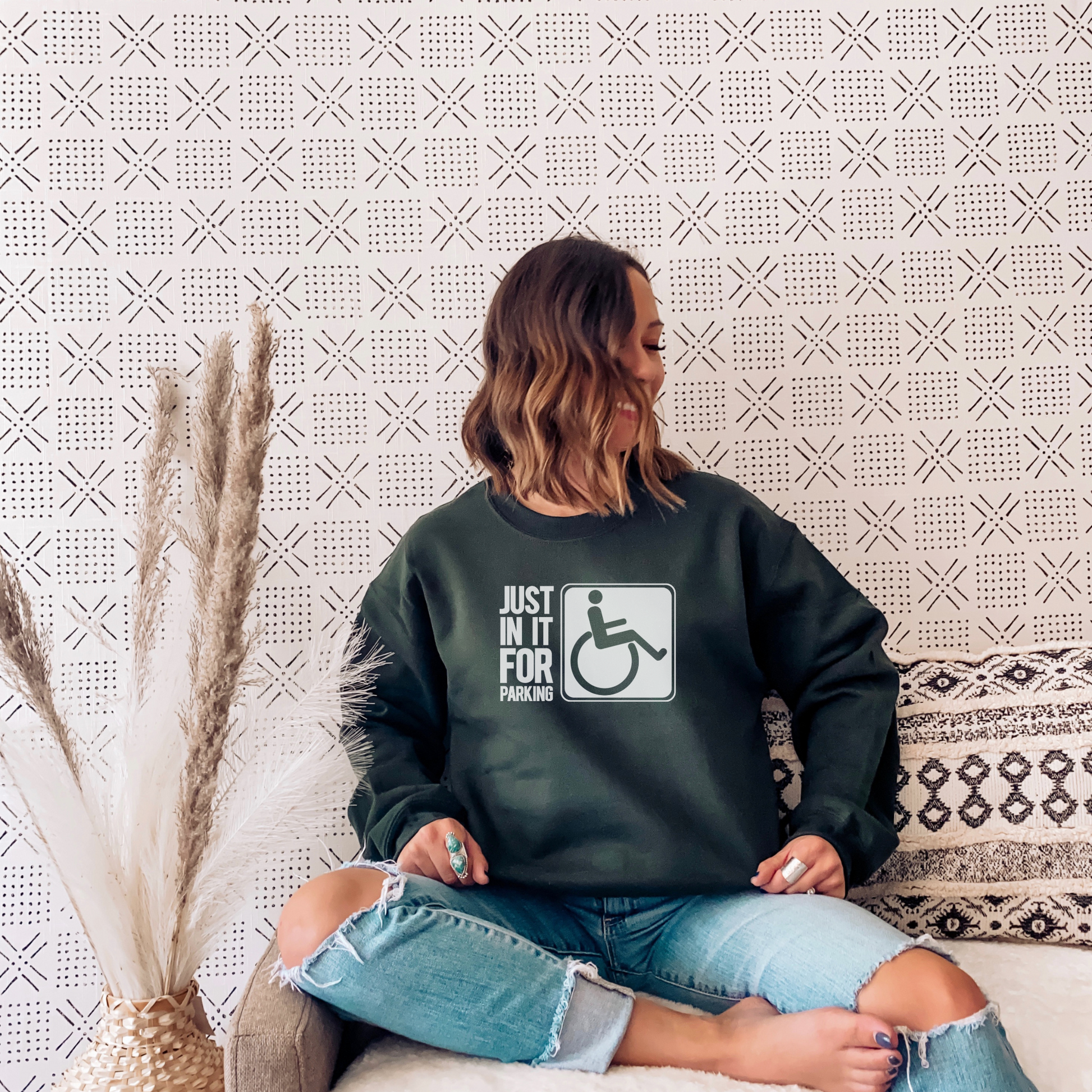 Just in it For the Parking Sweatshirt Sweatshirt S Forest Green 