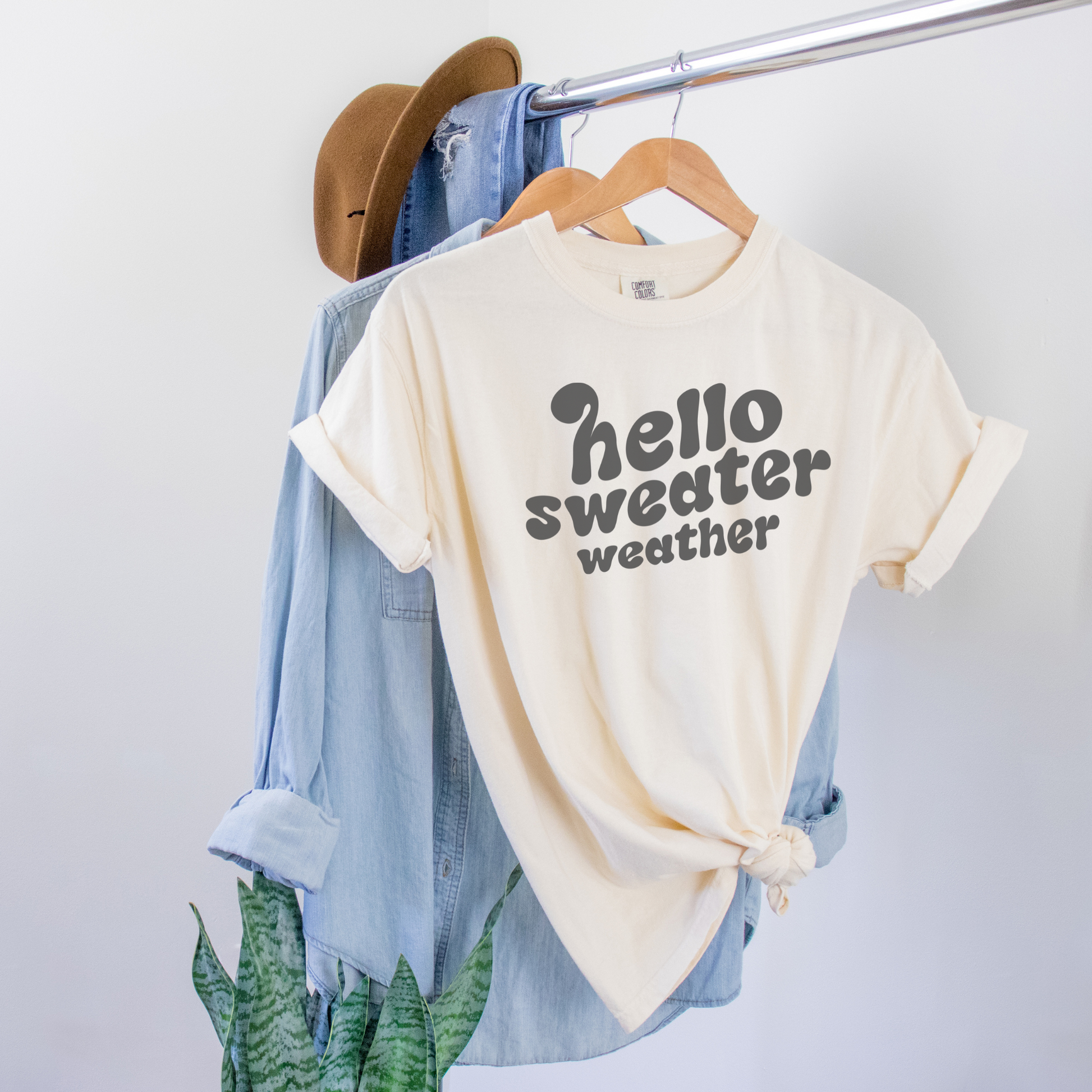 Hello Sweater Weather Tee T-Shirt Ivory S 