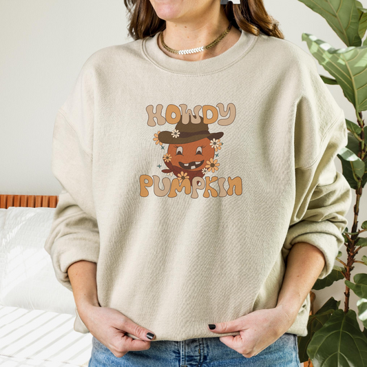 Howdy Pumpkin Sweatshirt Sweatshirt S Sand 