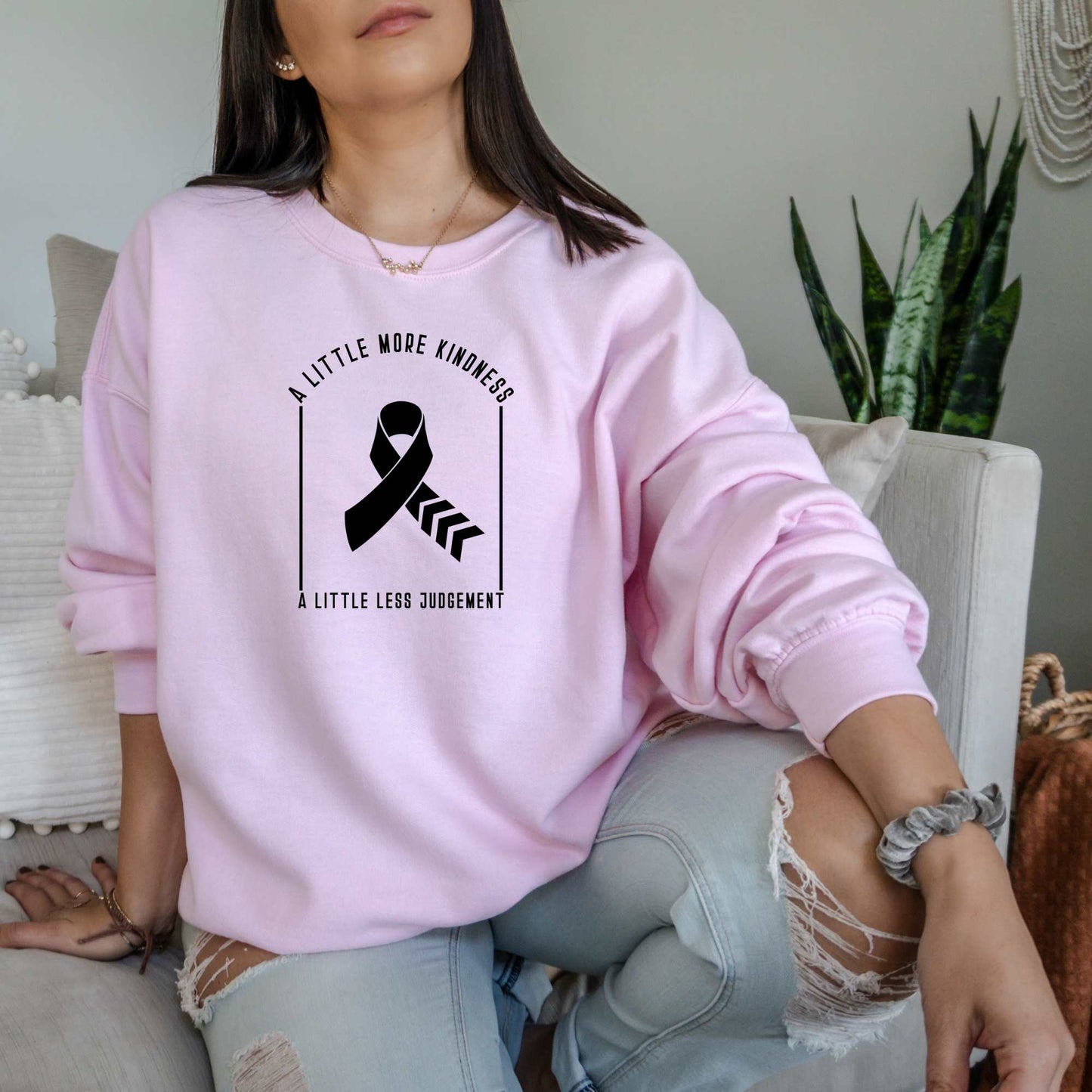 A Little More Kindness, A Little Less Judgement Sweatshirt Sweatshirt S Light Pink 