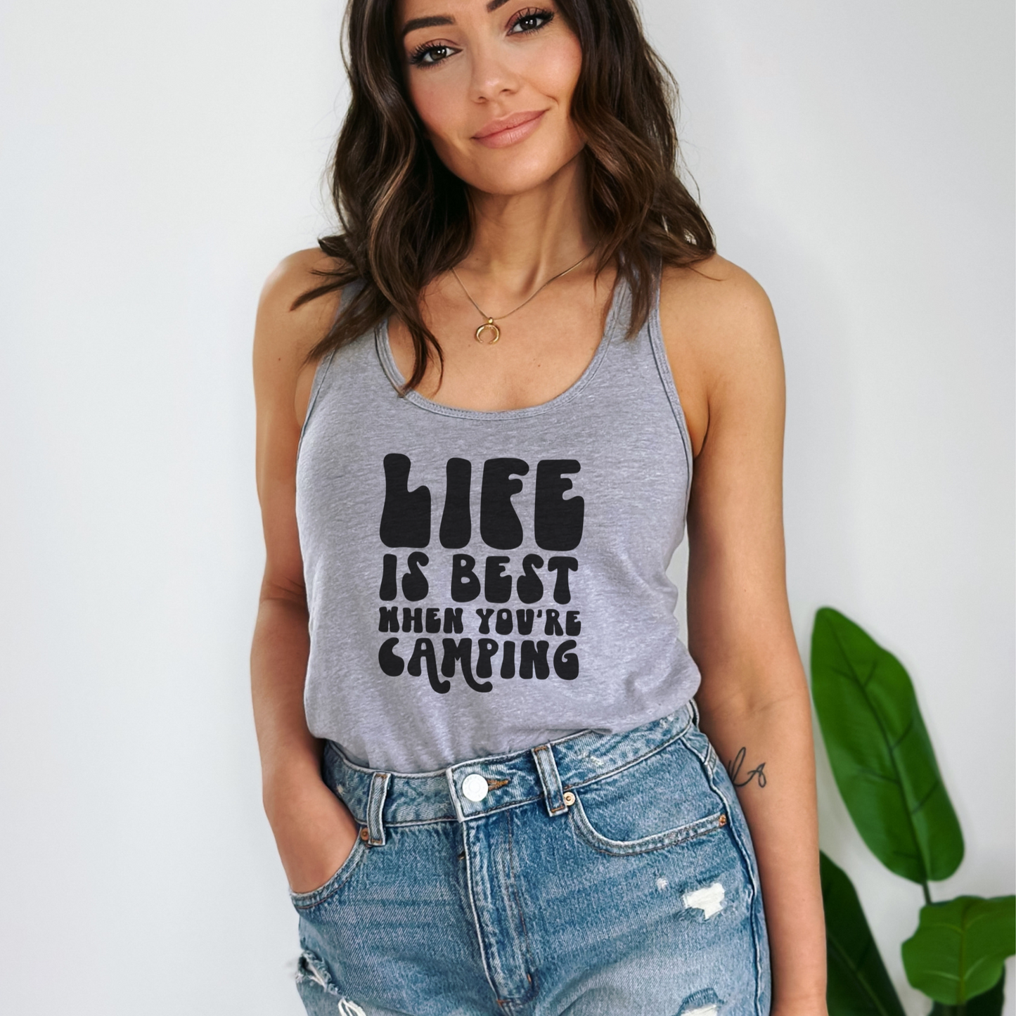 Life is Best When You're Camping Tank Top Tank Top XS Heather Grey 